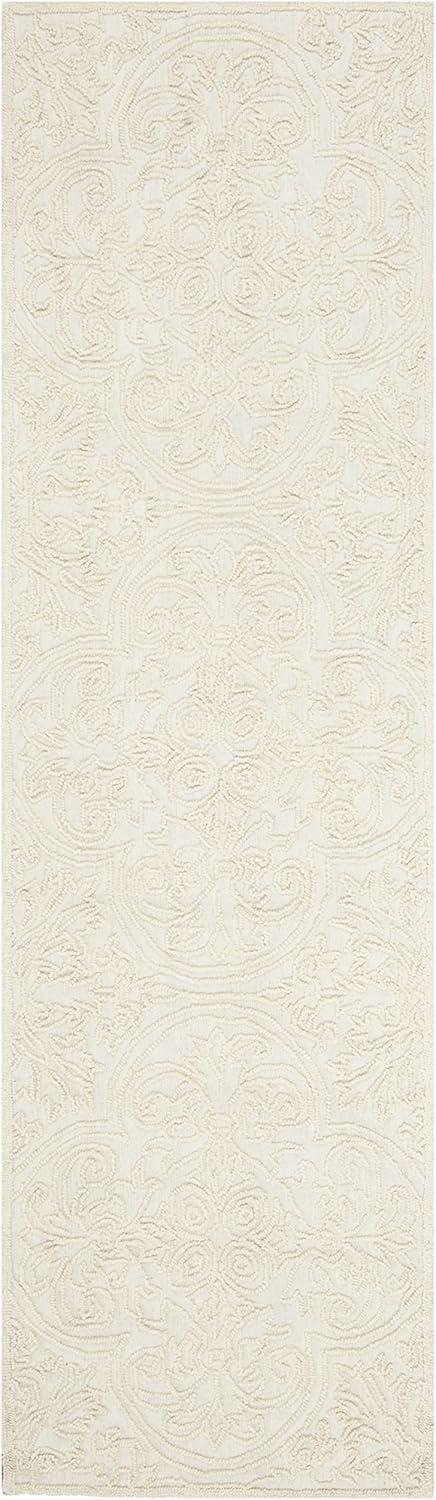 Elegant Ivory Hand-Tufted Wool Area Rug - 27" x 4"