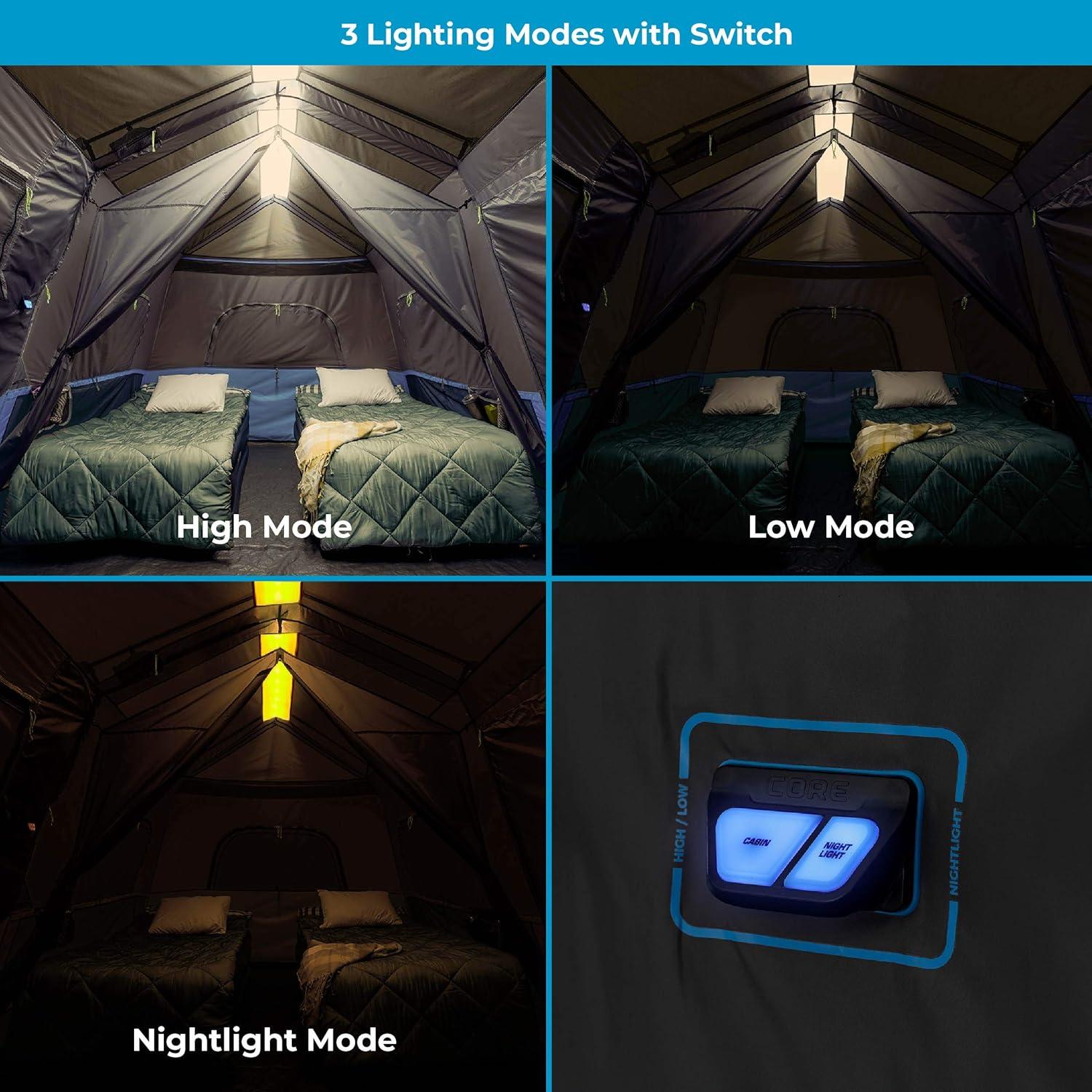 Core Equipment Lighted 9 Person Instant Cabin Tent