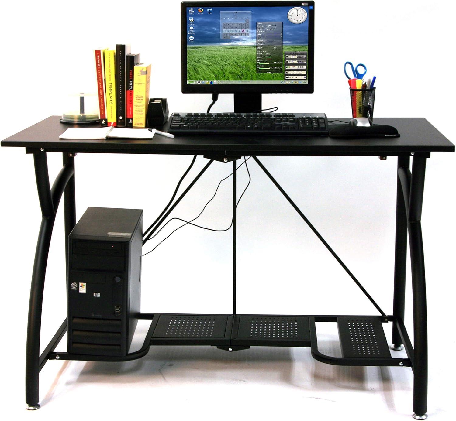 Origami Multi Purpose Folding Wooden Office Computer Furniture Table Desk, Black