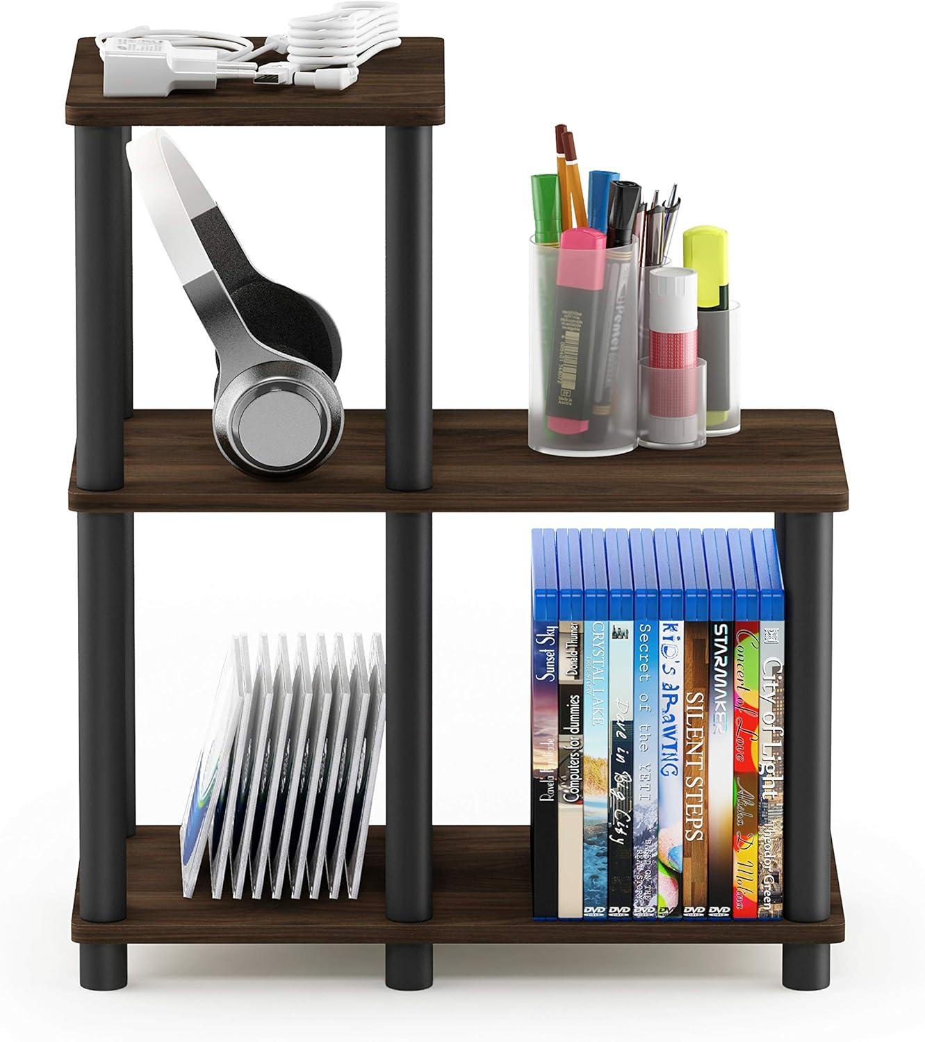 Columbia Walnut and Black Adjustable 3-Shelf Unit