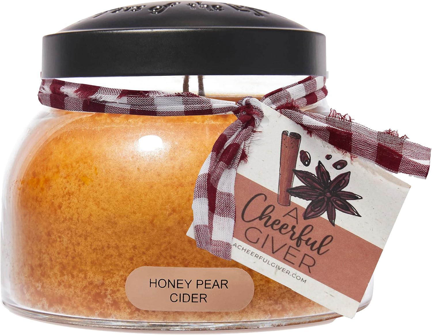 Honey Pear Cider Scented Glass Jar Candle with Black Lid