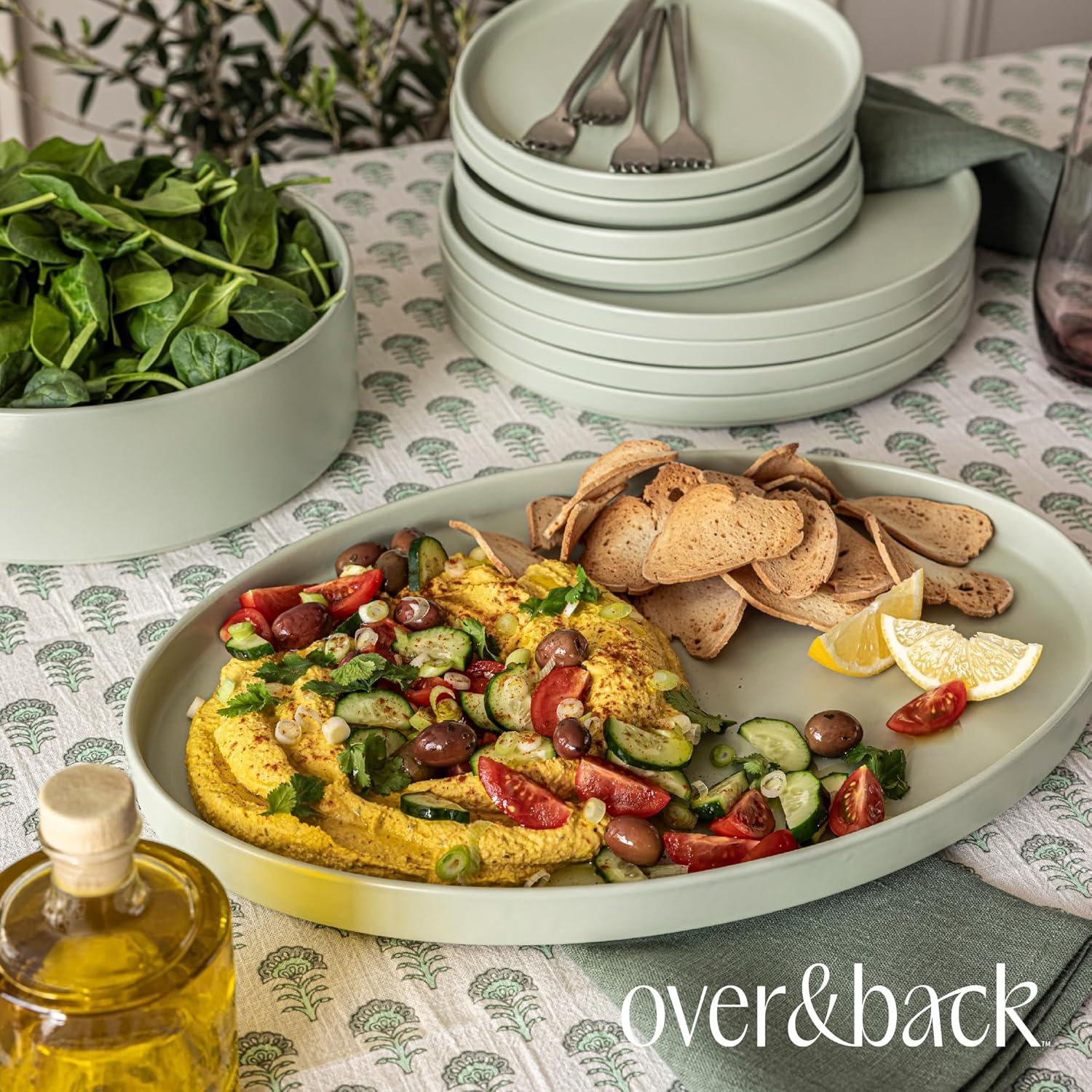 over&back Stackable Oval Serving Platter - Semi - Perfect for Tabletop & Décor