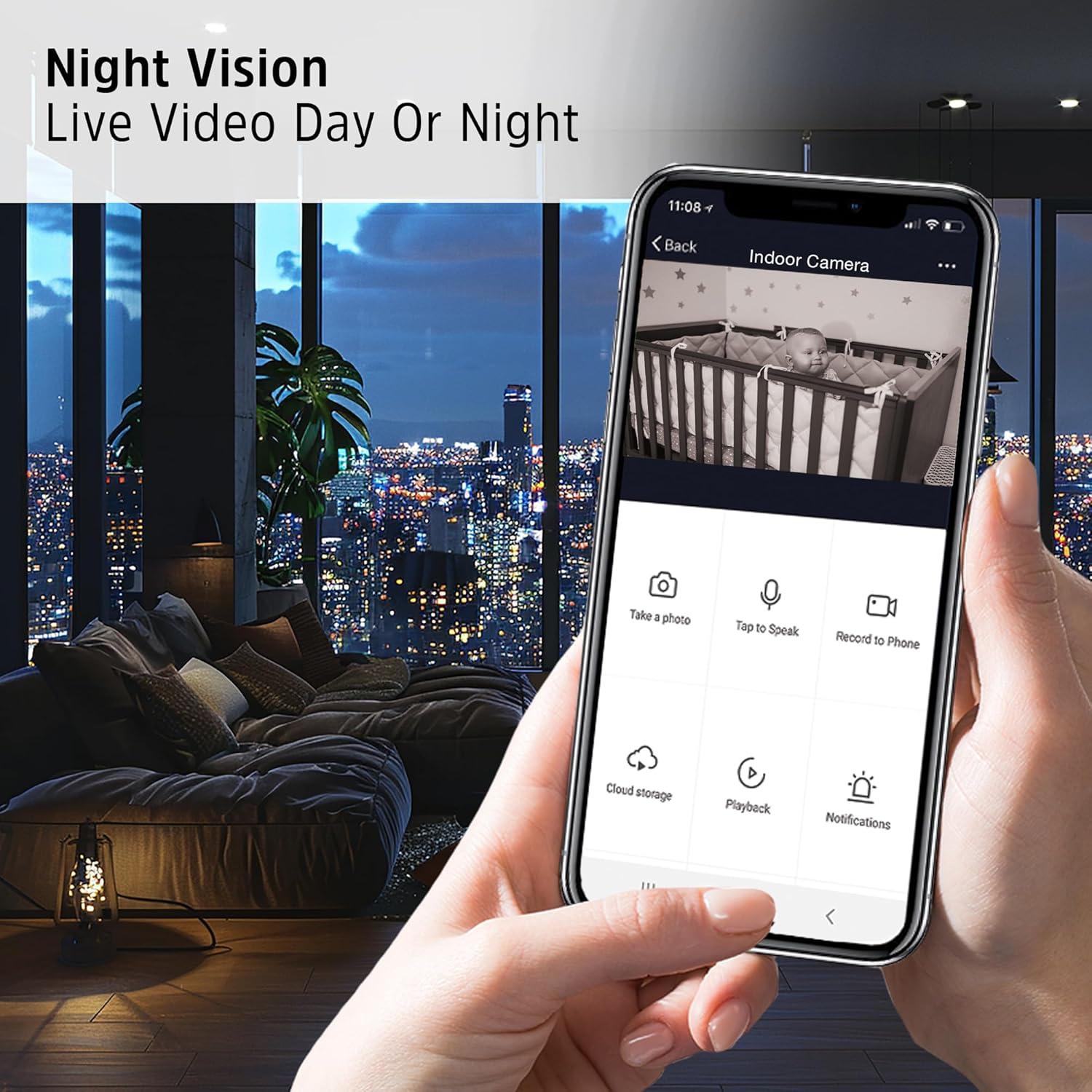 Energizer Connect Foldable 1080P HD Indoor Black Security Camera, Motion Alerts, Corded Electric