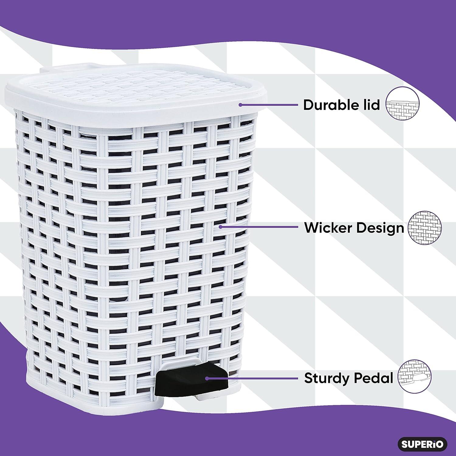 Wicker Rattan 1.6 Gallon Step On Trash Can