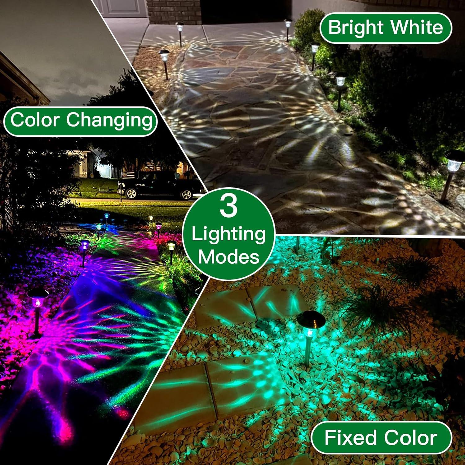 8 Pack Solar Pathway Lights Waterproof,Landscape Path Lights, Supper Bright Up to 12 Hrs,Stainless Steel Auto On/Off Solar Powered Garden Lighting for Yard Patio Walkway BG1671