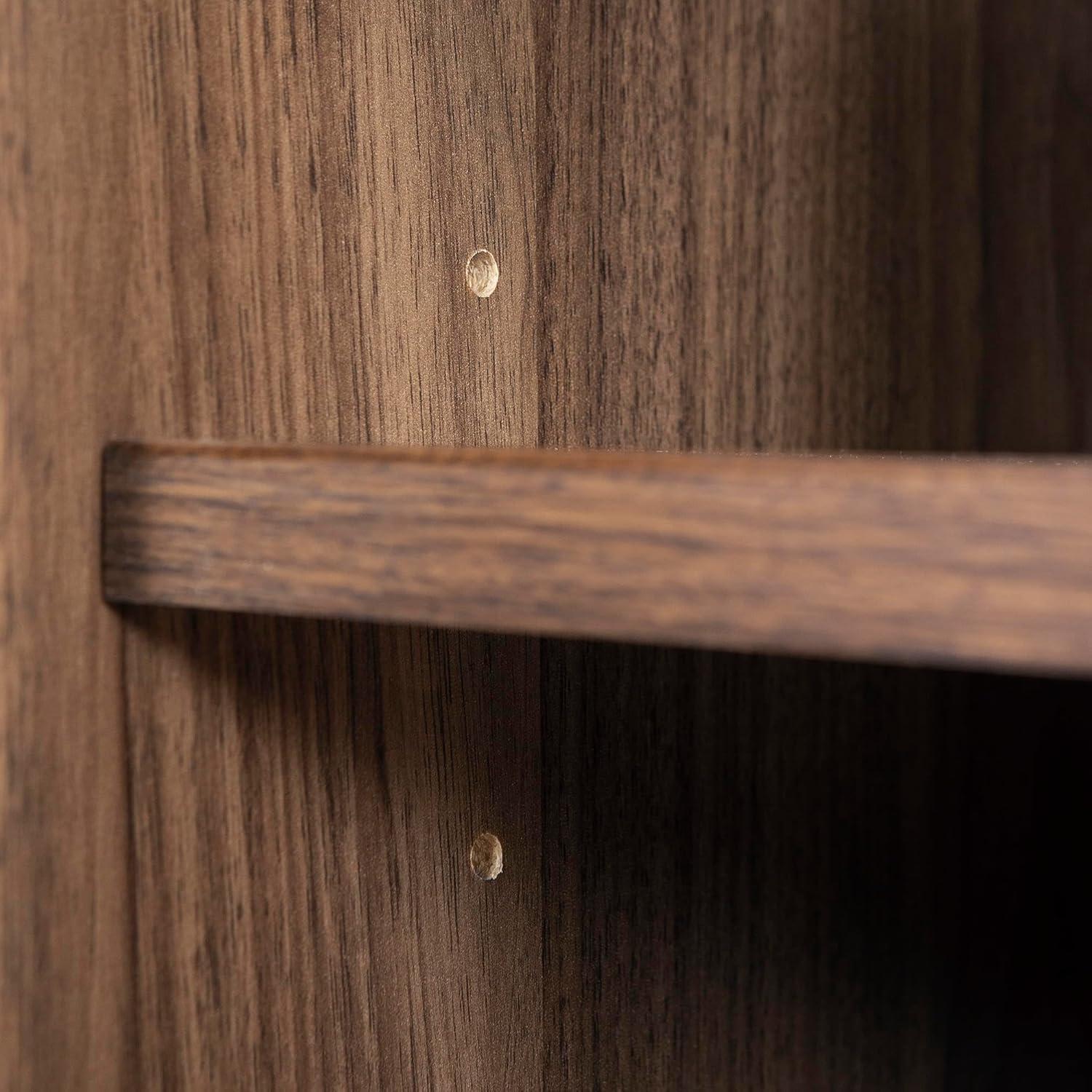 Helsy L-Shaped Desk with Power Bar and Removable Hutch Natural Walnut