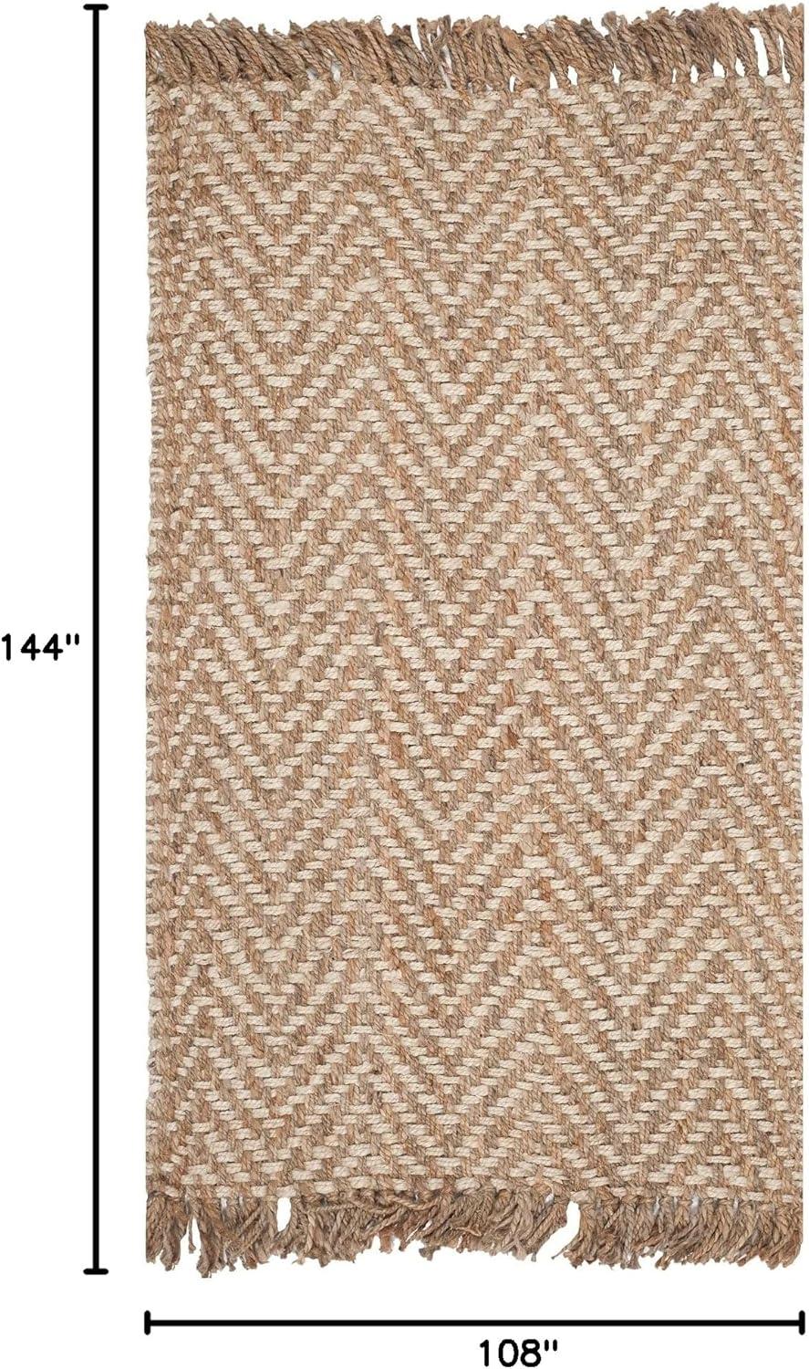 SAFAVIEH Natural Fiber Gillian Chevron Jute Area Rug, Bleach/Natural, 9' x 12'