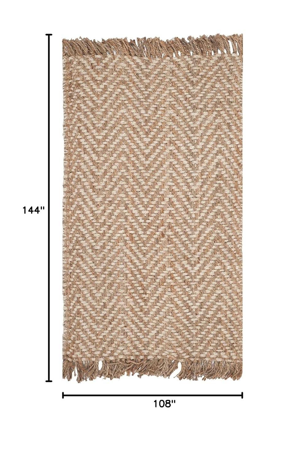 SAFAVIEH Natural Fiber Gillian Chevron Jute Area Rug, Bleach/Natural, 9' x 12'