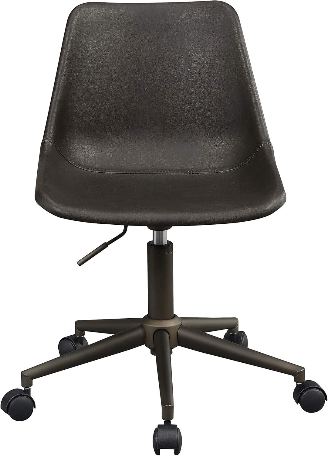 Contemporary Brown Fabric and Rustic Taupe Metal Desk Chair