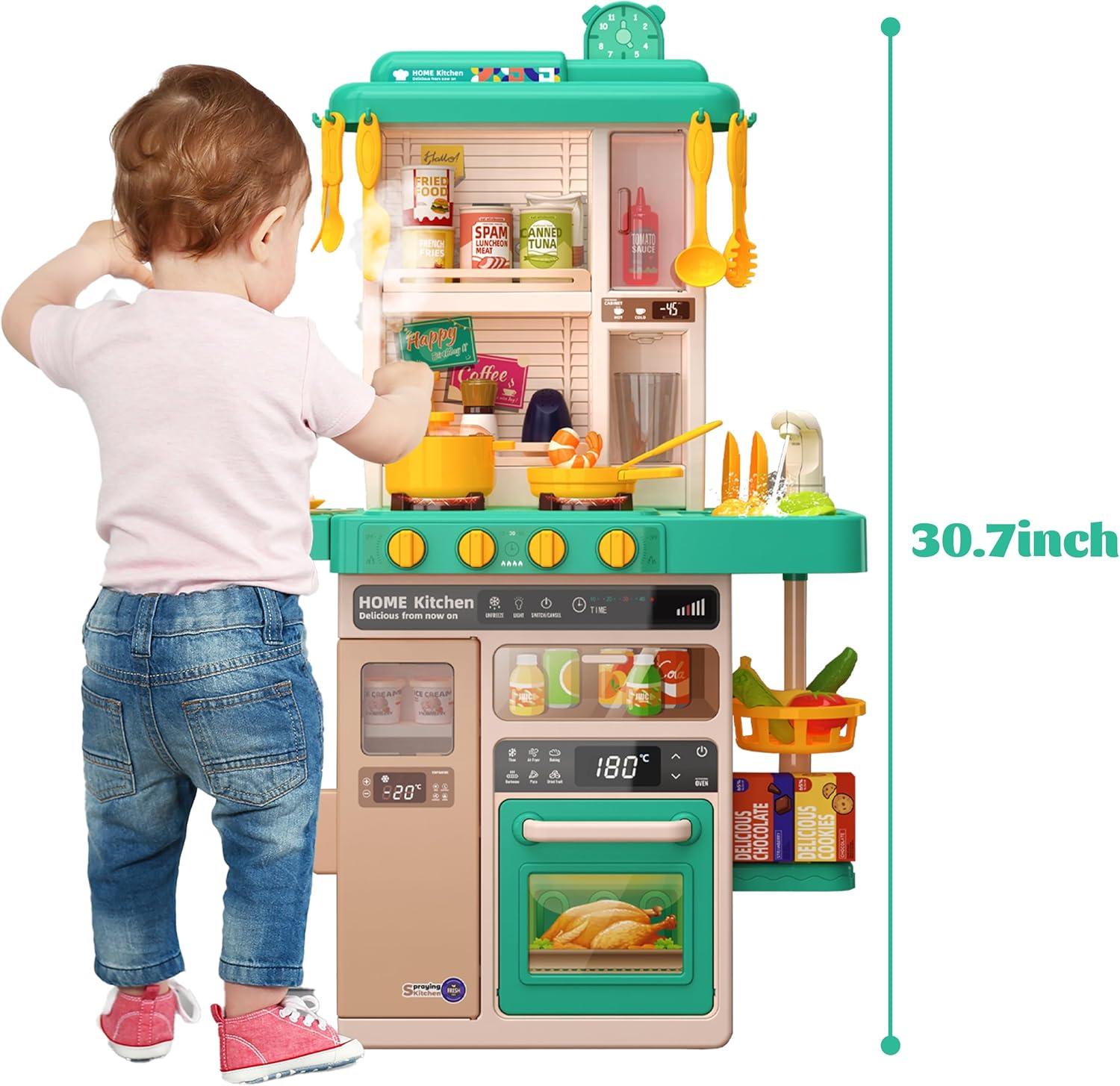 Green Interactive Kids Kitchen Play Set with 50 Pieces