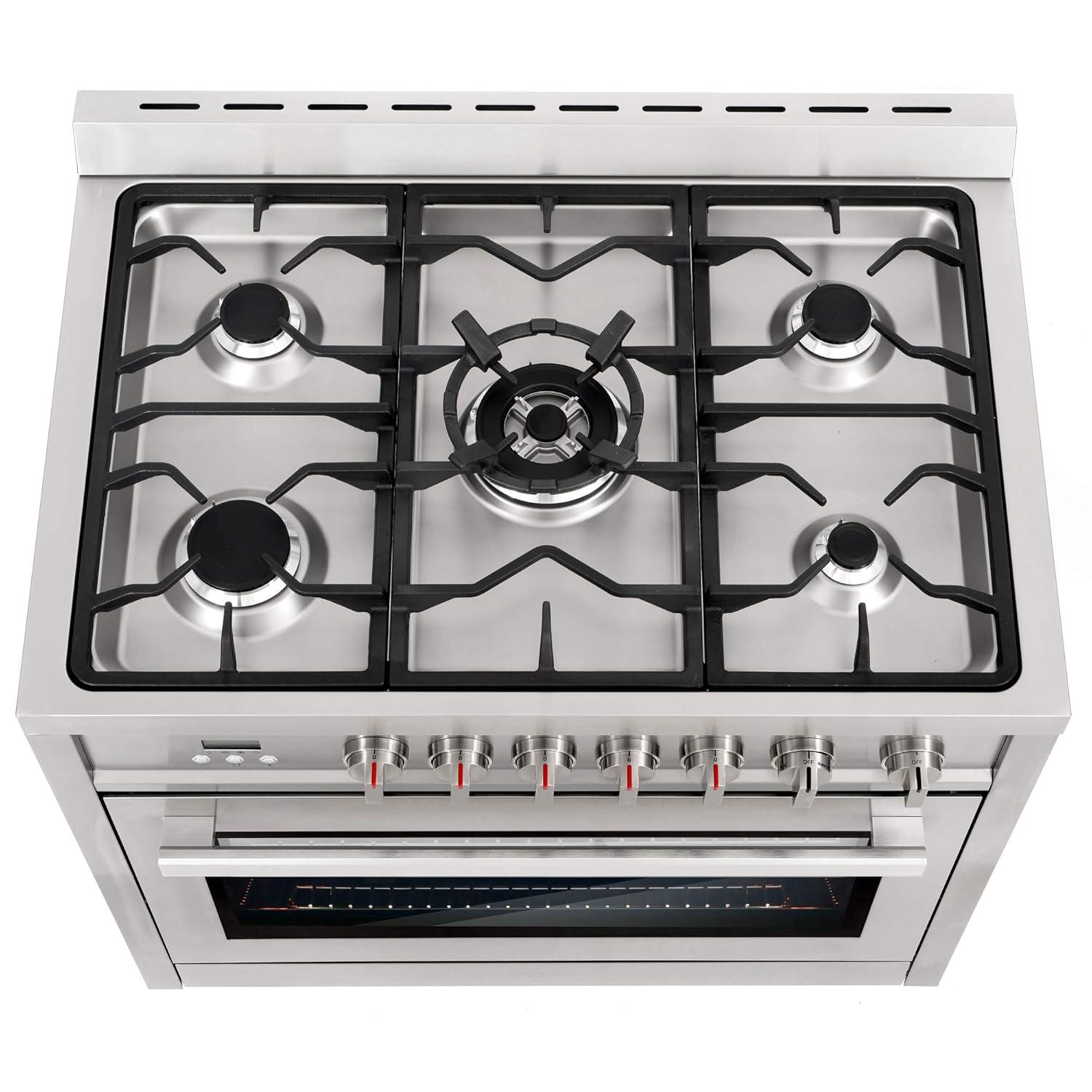 Cosmo 36-in 5 Burners 3.8-cu ft Convection Oven Freestanding Gas Range