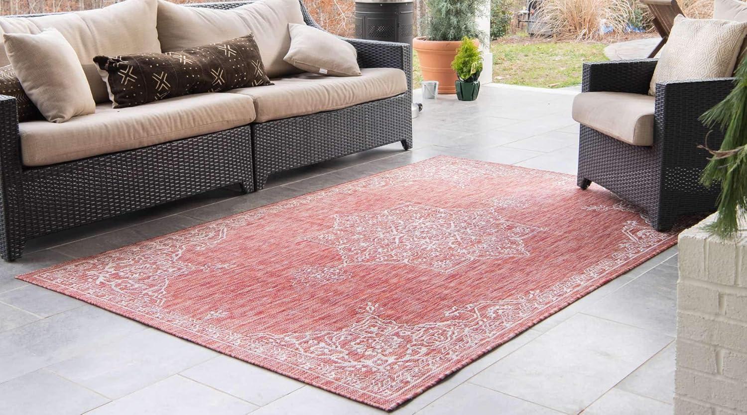 Rust Red Antique Outdoor 9 ft. x 12 ft. Area Rug