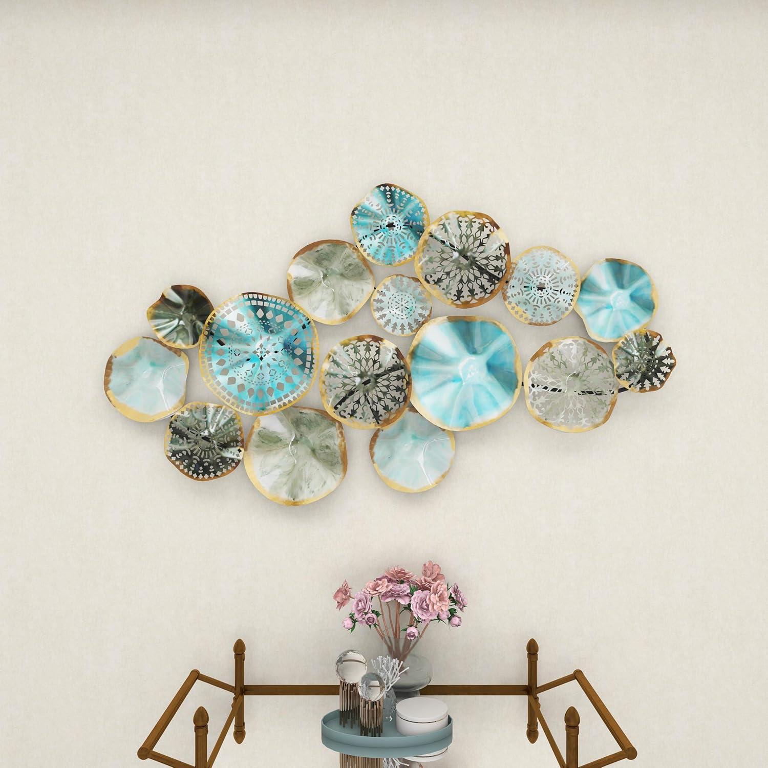 DecMode Multi Colored Metal 3D Overlapping Discs Plate Wall Decor