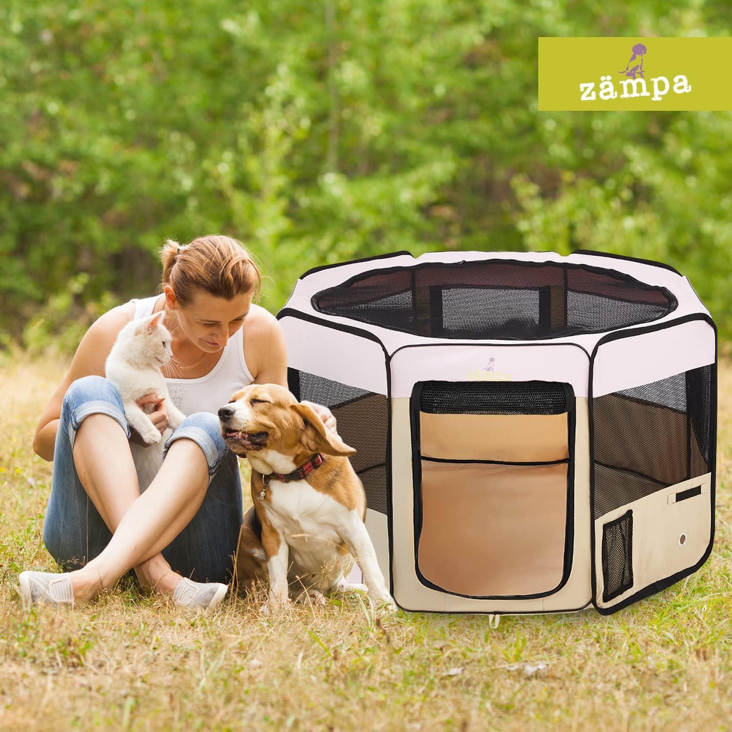 Zampa Portable Foldable Pet playpen Exercise Pen Kennel & Carrying Case, Indoor, Outdoor Use, Water resistant