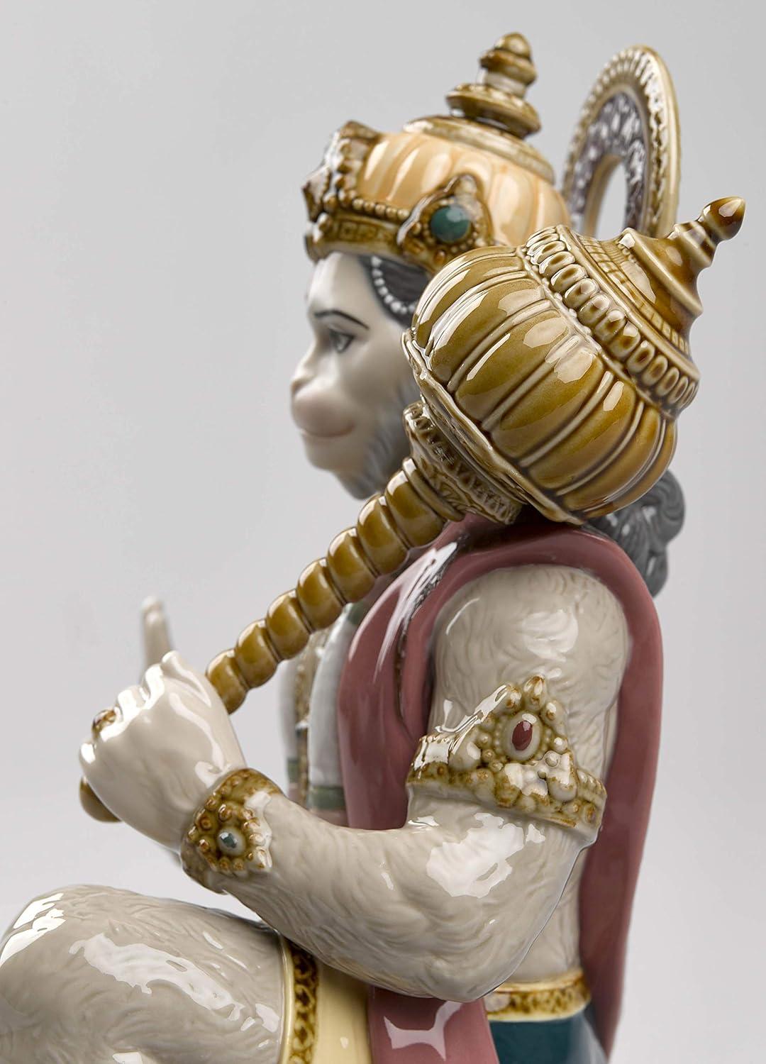 Glazed Porcelain Hanuman Figurine with Enamel Finish