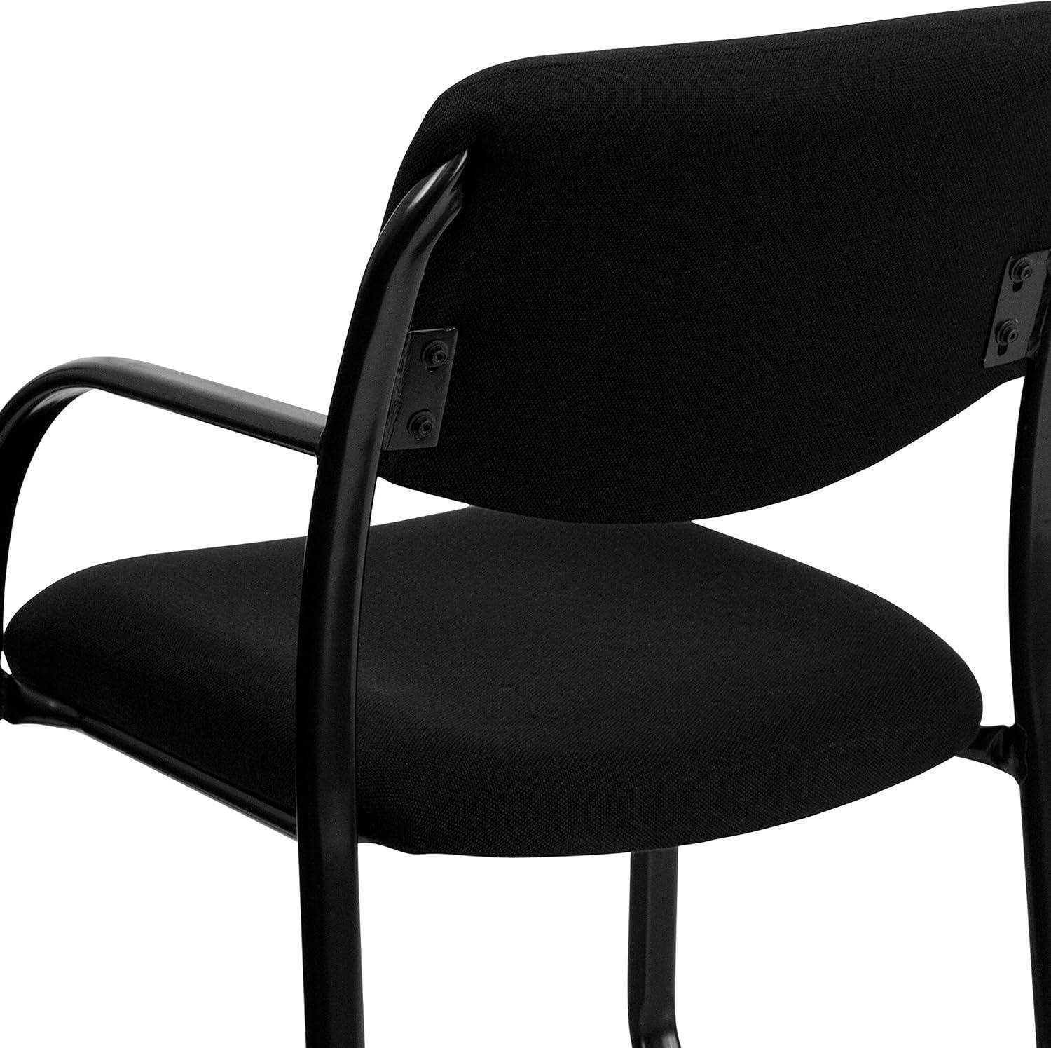 Elegant Black Fabric Executive Reception Chair with Sled Base