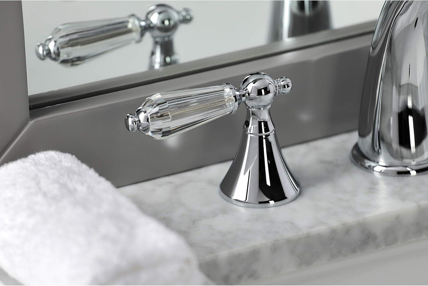 Kingston Brass KS2971WLL Widespread Lavatory Faucet with Crystal Lever Handle, Chrome