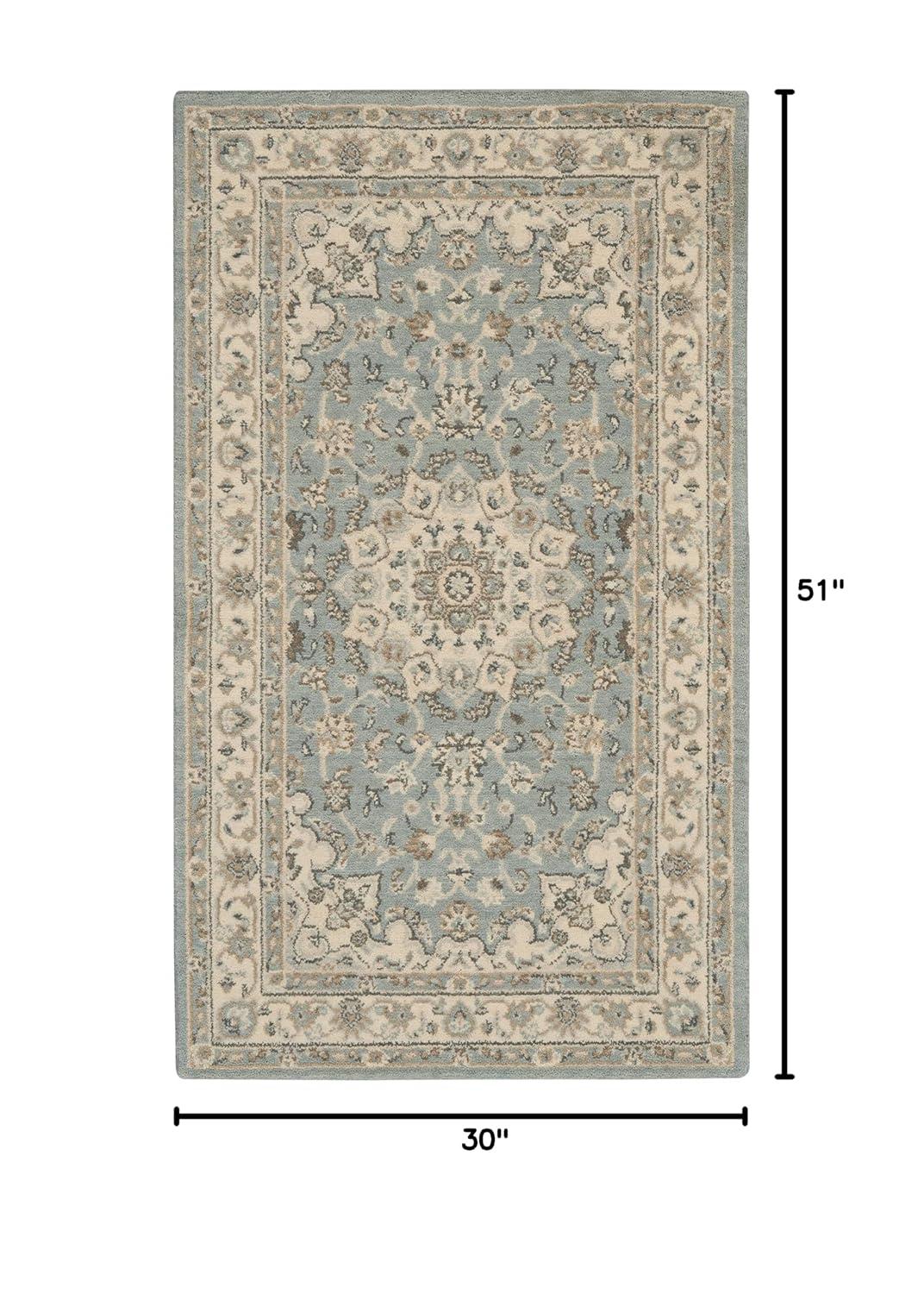 Darya Home Jessika Floral Traditional Aqua Area Rug