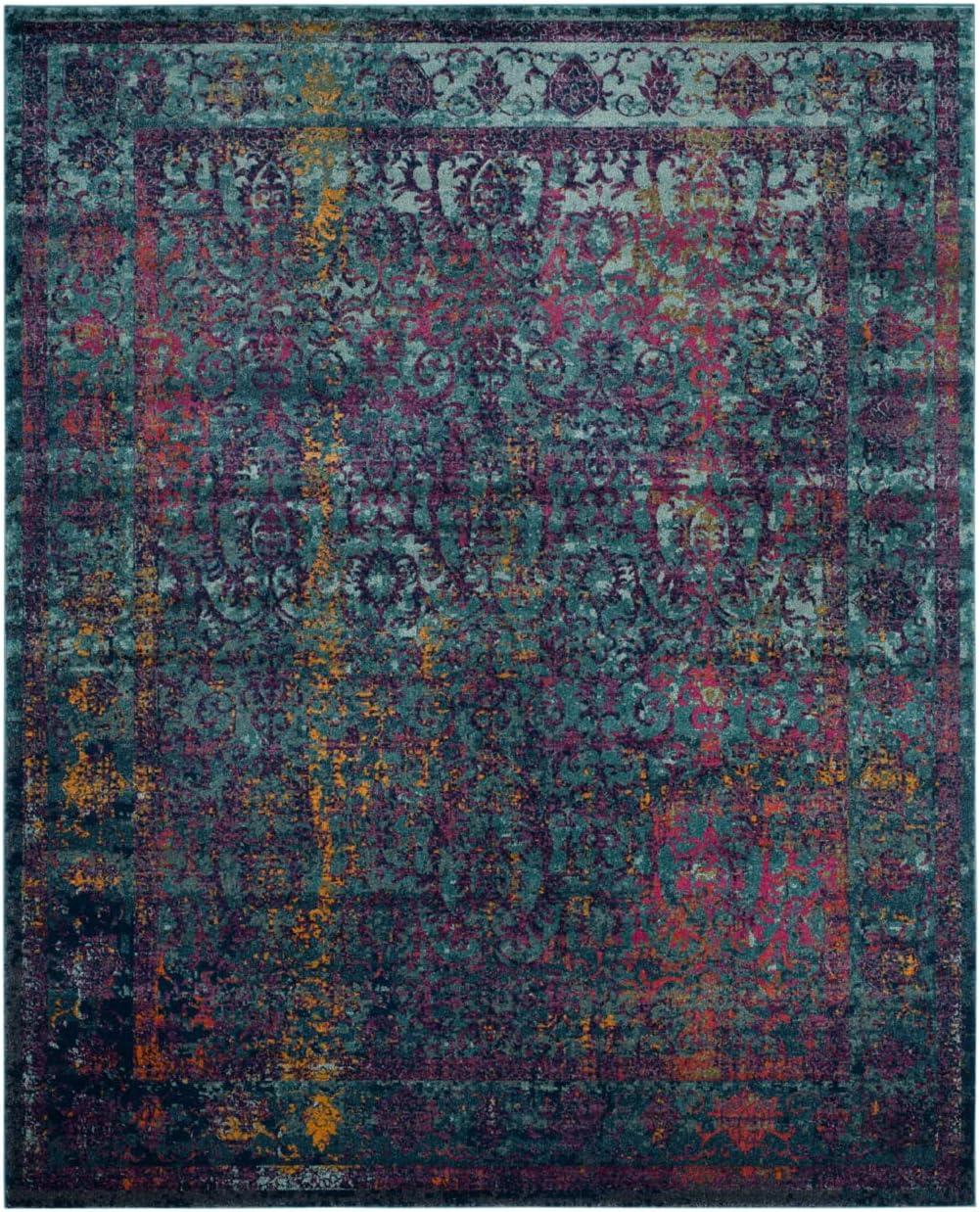 Granada 9' x 12' Blue Multicolor Synthetic Area Rug