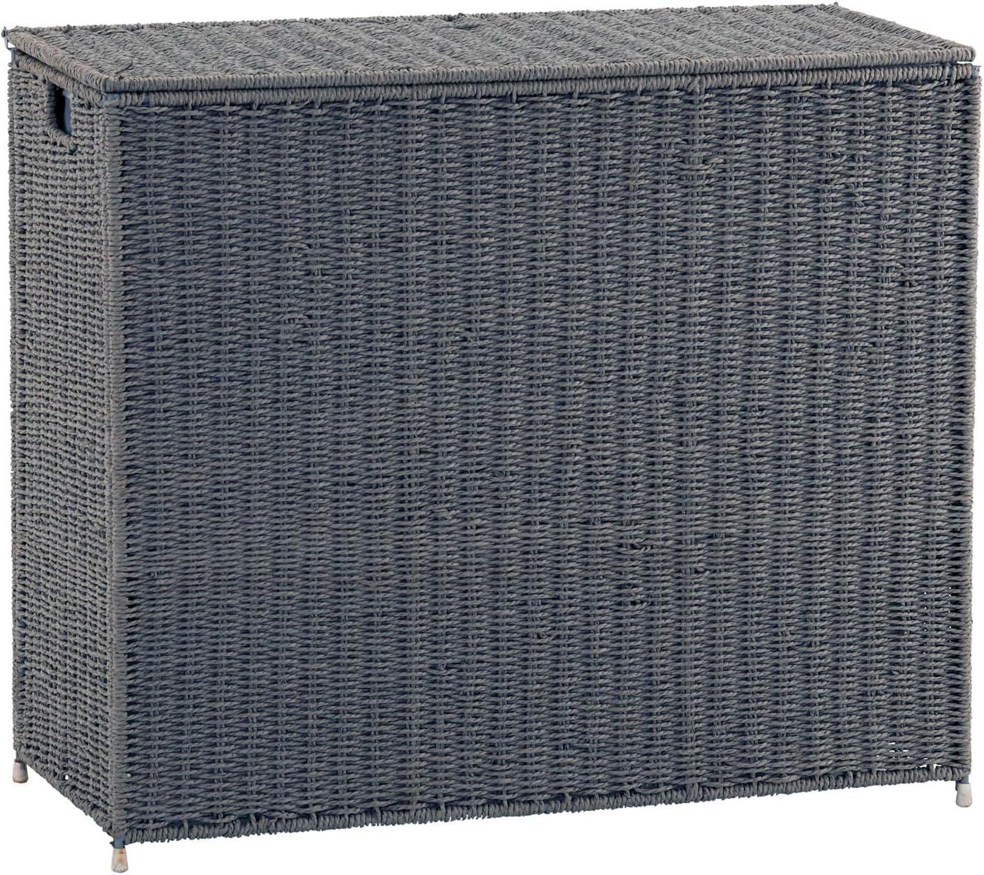3 Compartment Laundry Sorter, Wicker Laundry Sorter, Gray