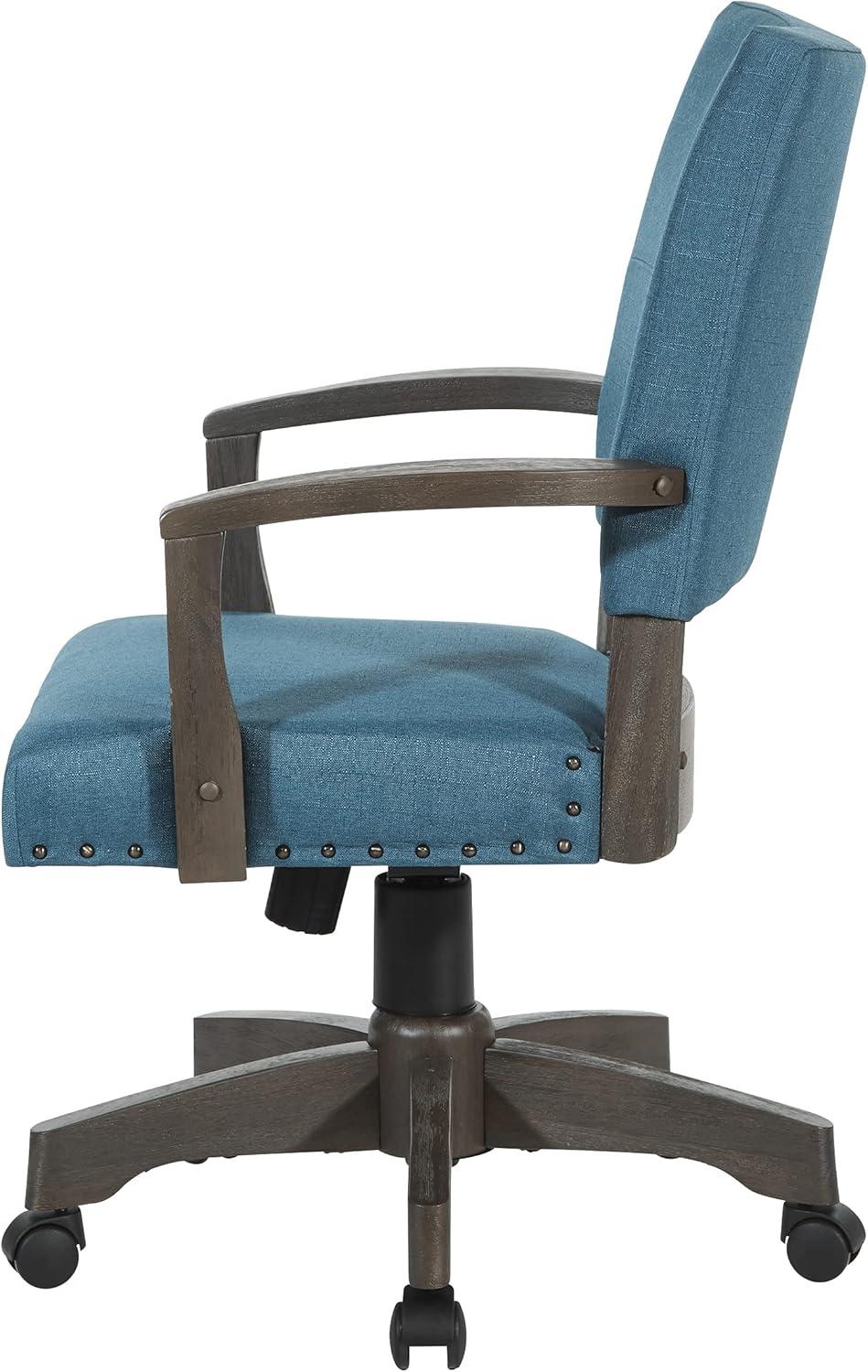 Santina Bankers Chair with Antique Gray Finish and Blue Fabric