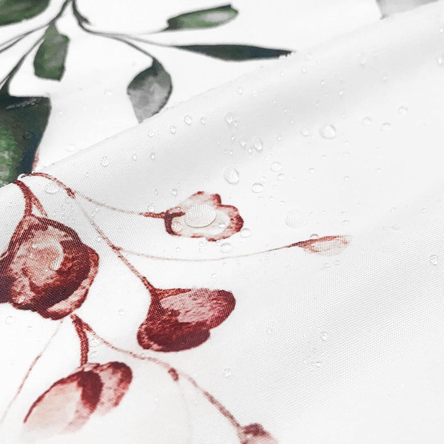 Eucalyptus Watercolor Leaves Semi-Sheer Waterproof Shower Curtain