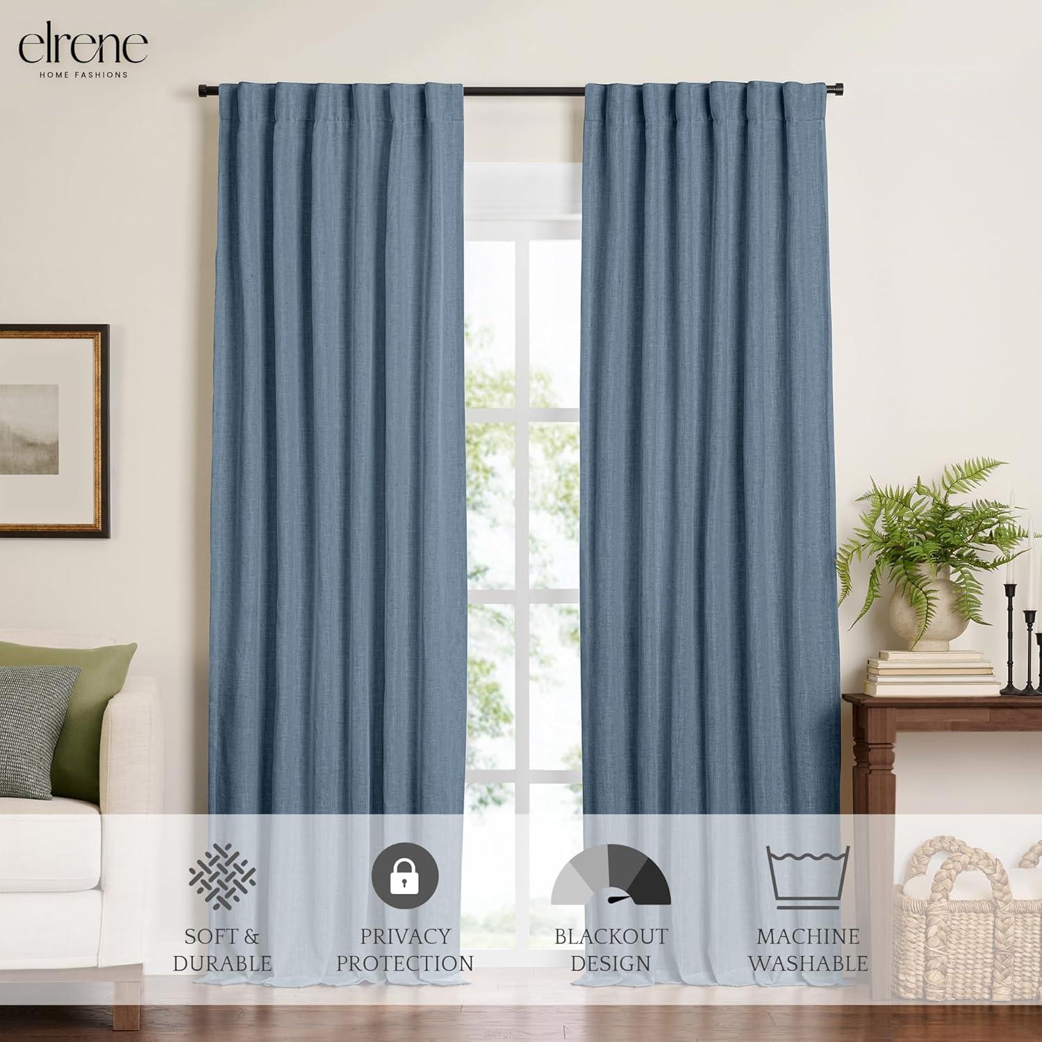 Elrene Harrow Solid Texture Room Darkening Single Window Curtain Panel - Elrene Home Fashions