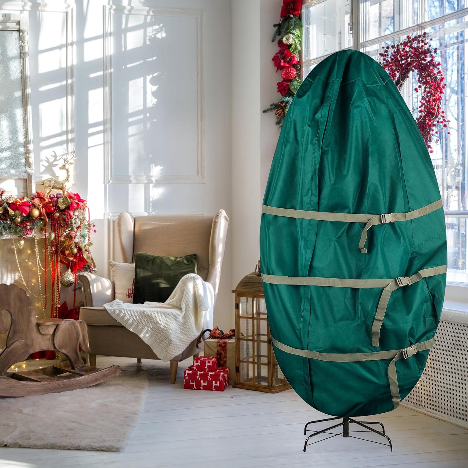 Tiny Tim Totes Upright Canvas Christmas Tree Storage Bag for 7.5-Foot Trees, Green