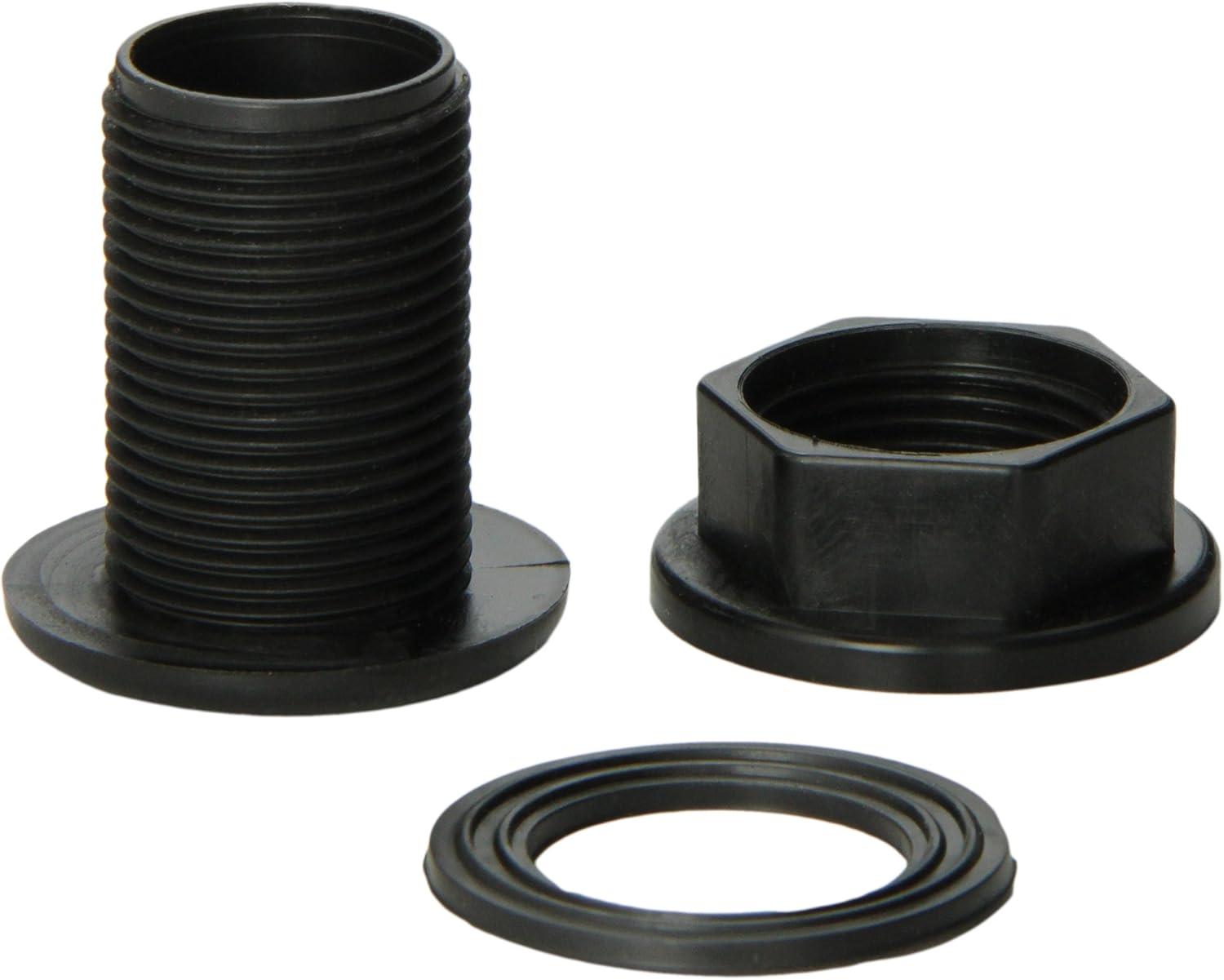 1/2" Black and White Threaded Bulkhead Fitting