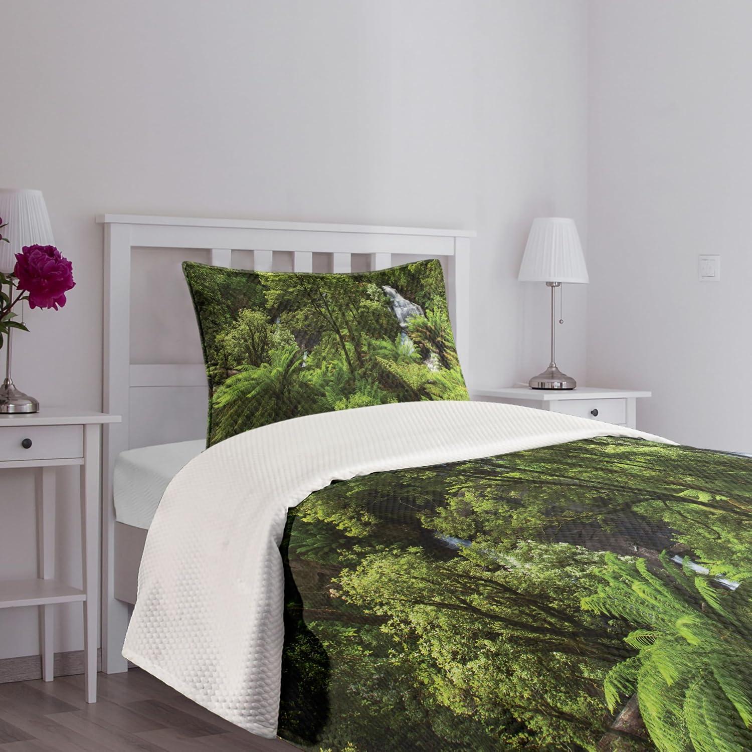 Ambesonne Tropical Bedspread Rainforest