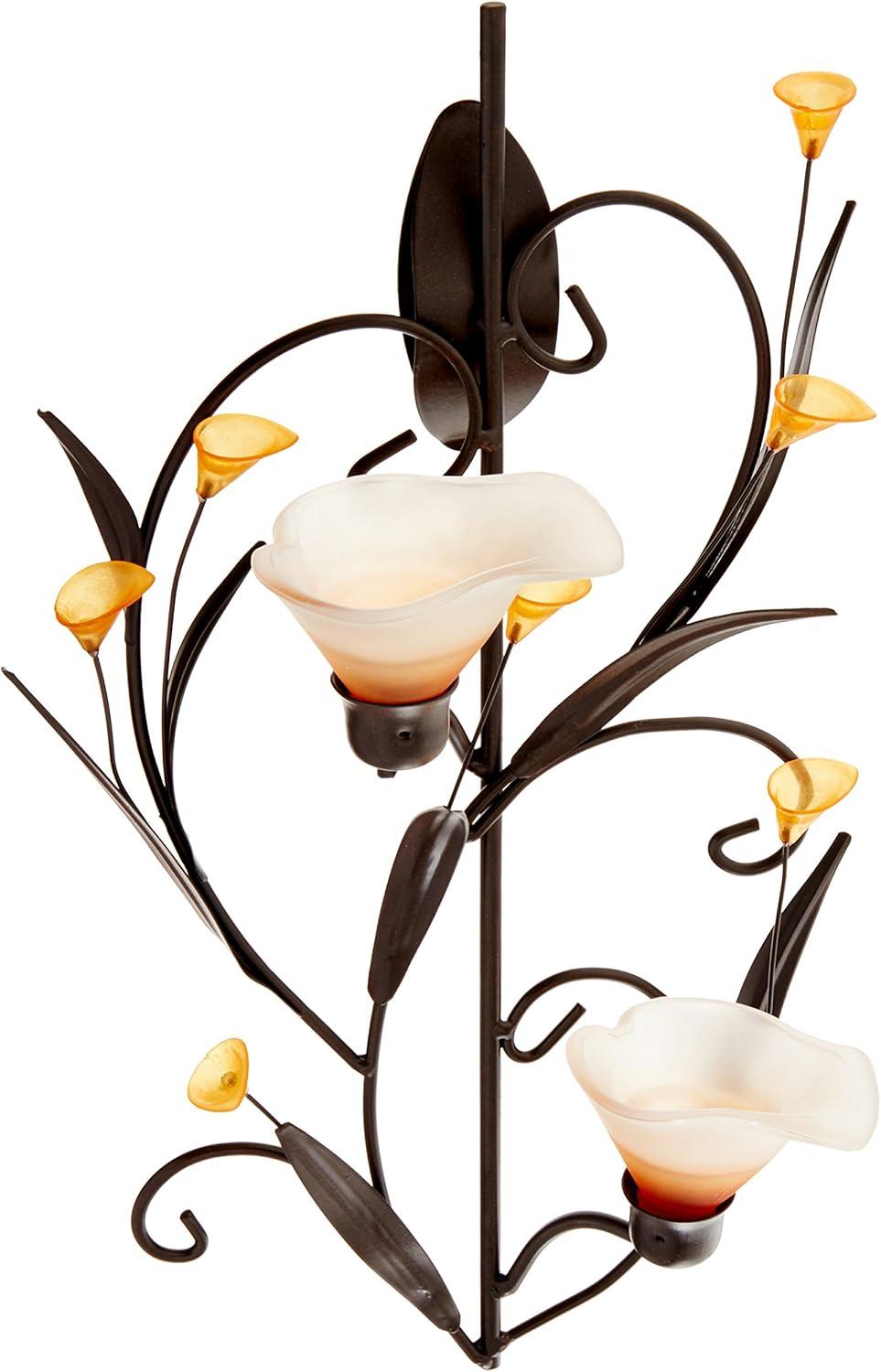 Amber Lilies Elegance Iron and Glass Wall Sconce