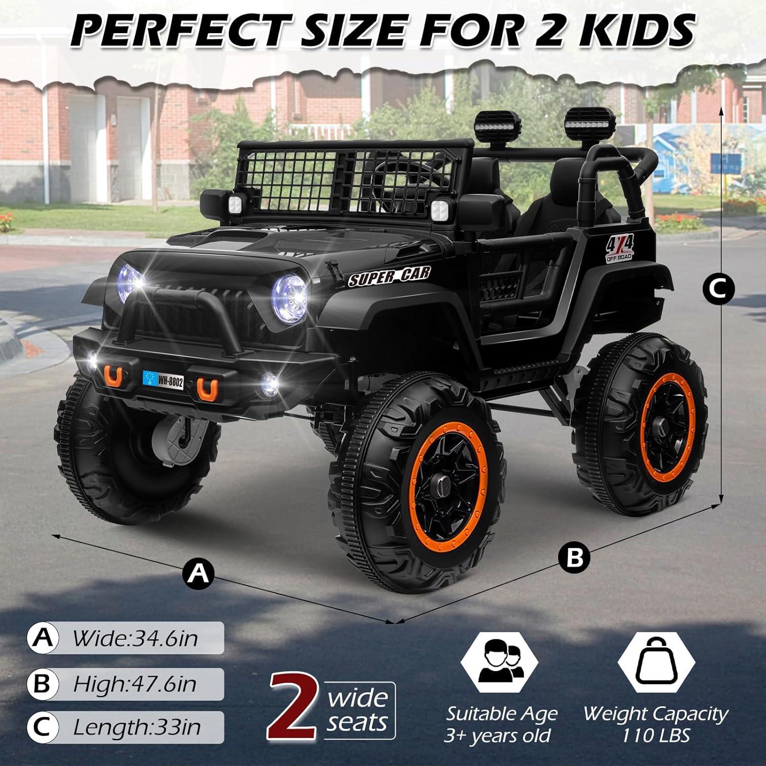 24V Black 2-Seater Electric SUV Ride-On Car with Remote Control