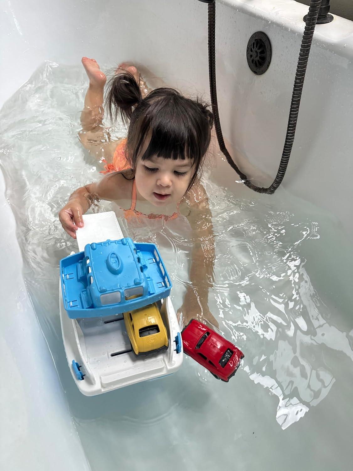 Green Toys Ferry Boat Bathtub Toy, Green/White, for Unisex Child Ages 3+