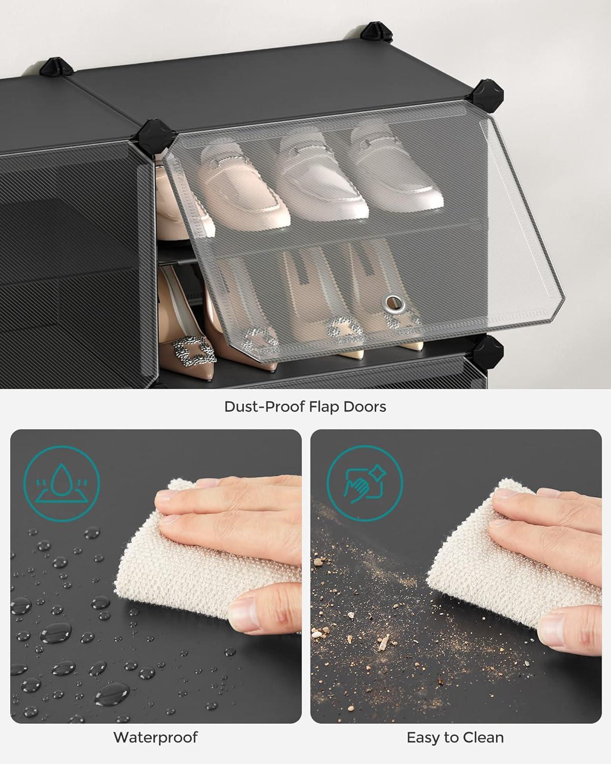 SONGMICS Shoe Rack Organizer, 6-Tier Shoe Storage Cabinet for Closet and Entryway, Holds 24 Pairs of Shoes, Adjustable, Black ULPC033B01