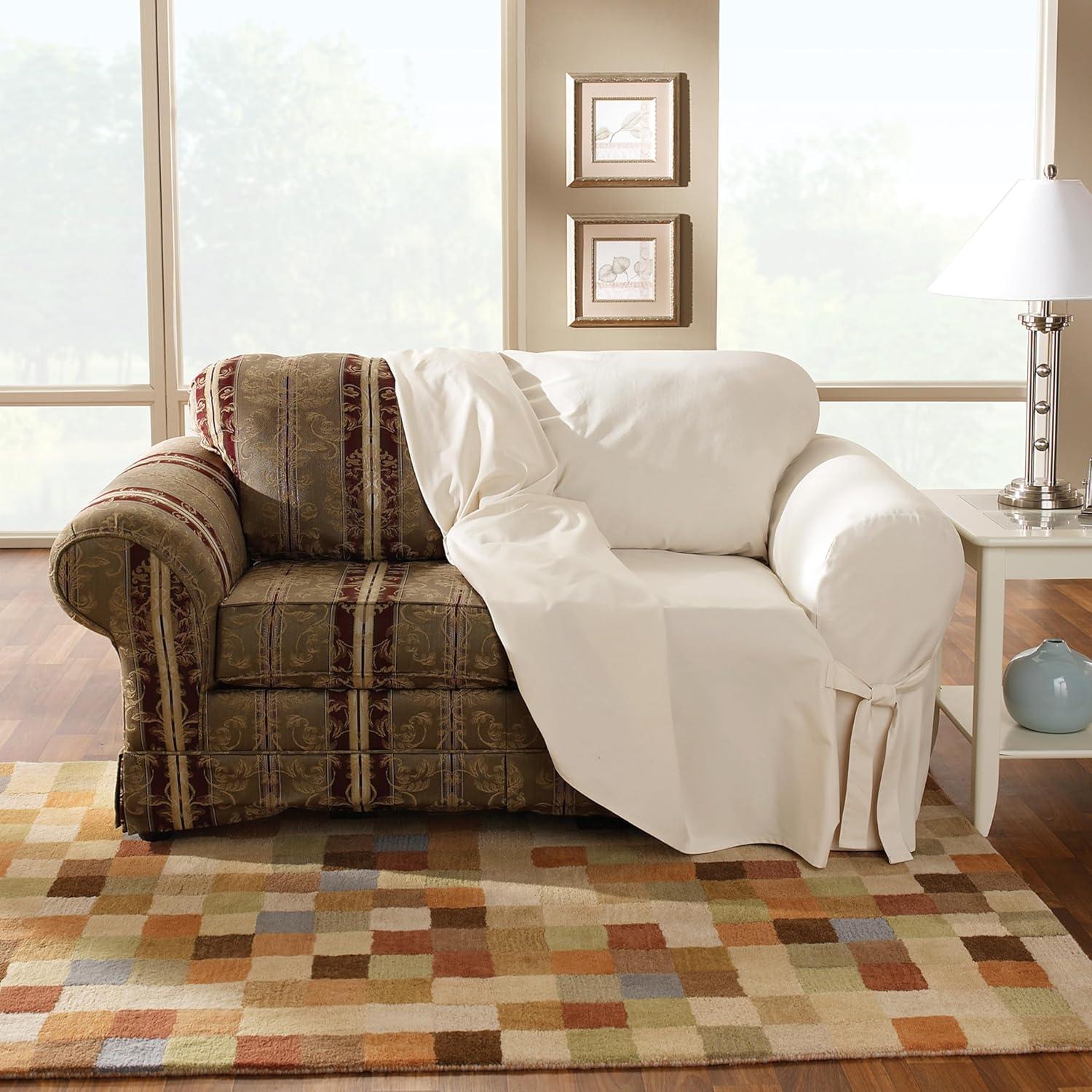 Cotton Duck Cotton Box Cushion Loveseat Slipcover