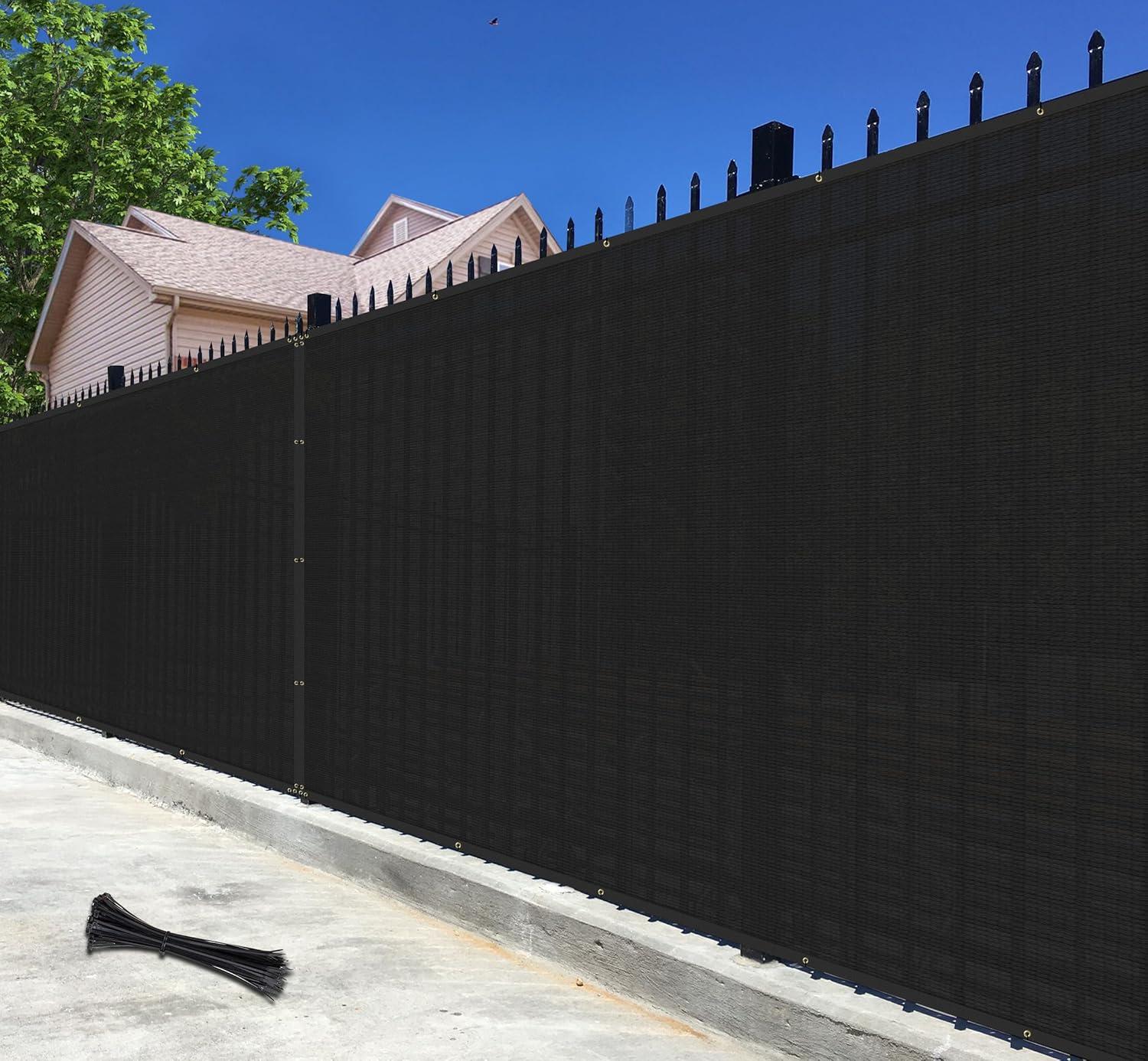 ShadeMart 6' x 12' Black Fence Privacy Screen Windscreen Cover Shade Fabric Cloth, 90% Visibility Blockage, with Grommets, Heavy Duty Commercial Grade, Zip Ties Included - (We Make Custom Size)