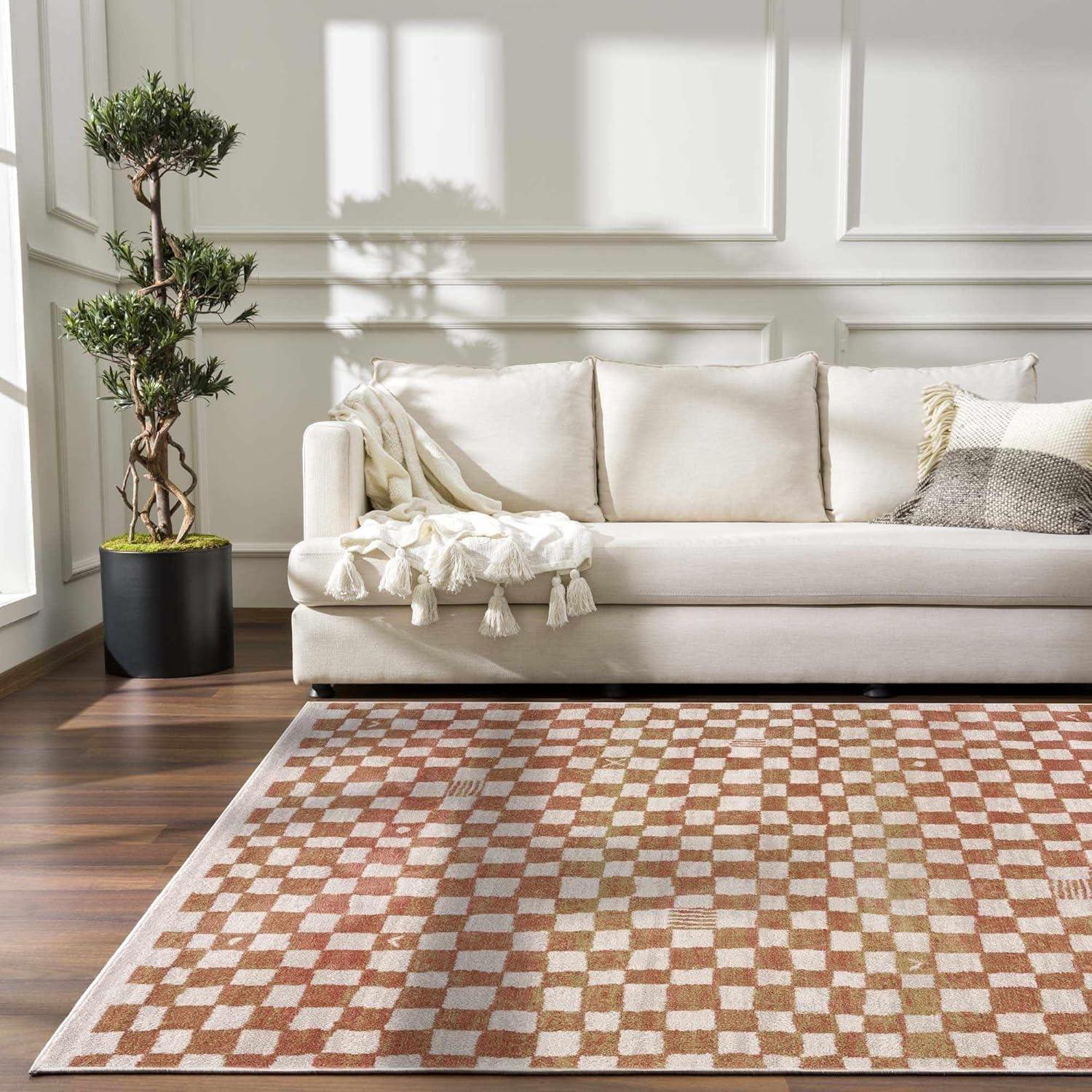 Hauteloom Benjy Cream & Charcoal Checkered Area Rug