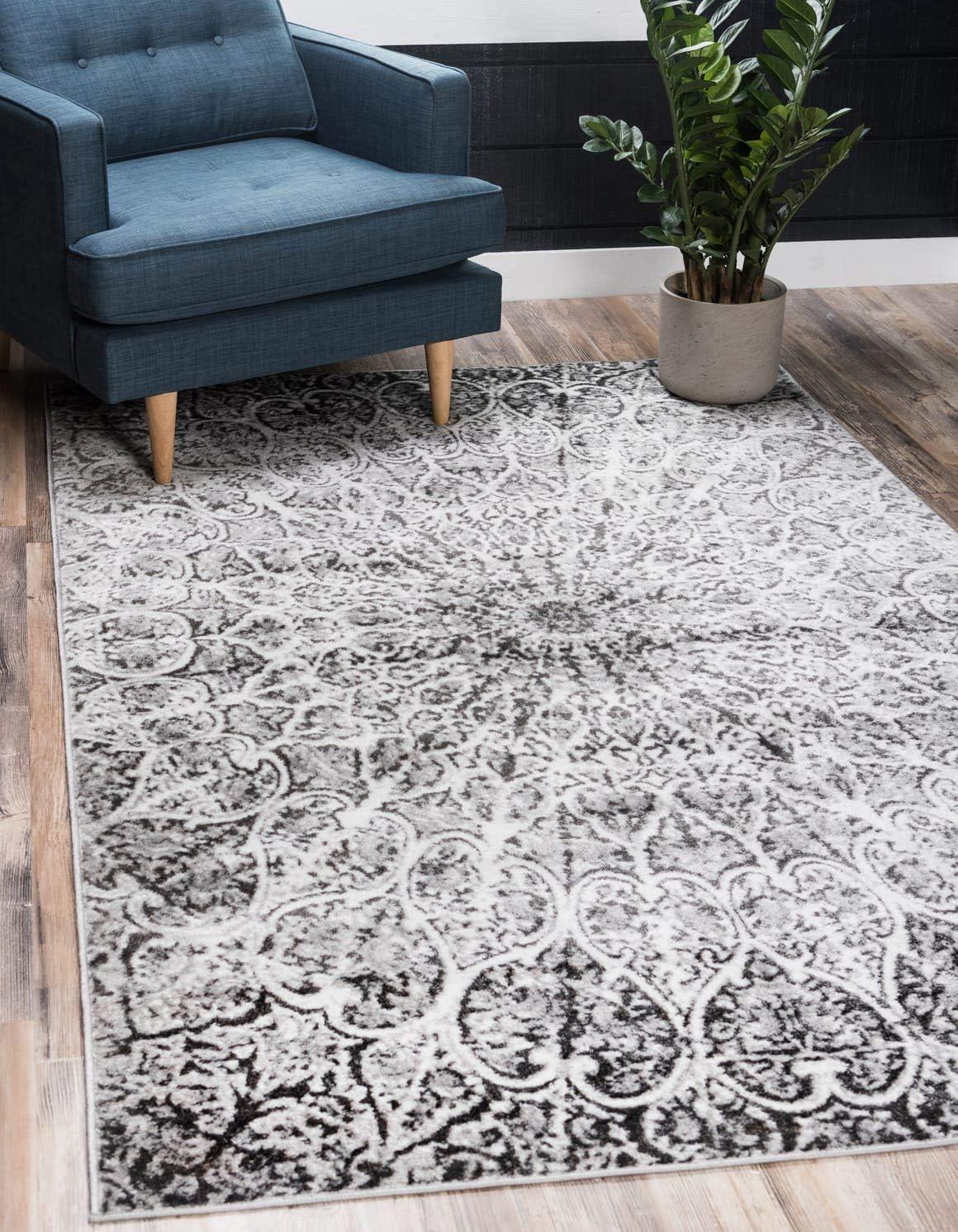 Unique Loom 4' 0 x 6' 0 Sofia Grace Dark Gray Area Rug