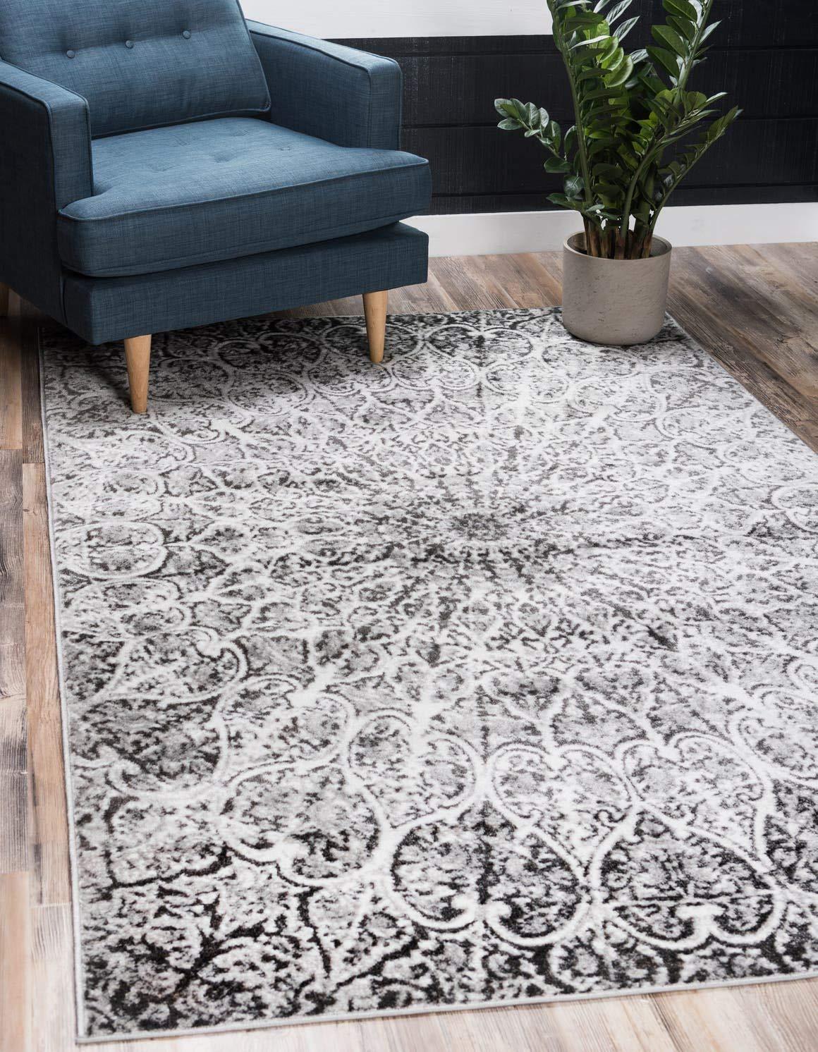 Unique Loom 4' 0 x 6' 0 Sofia Grace Dark Gray Area Rug