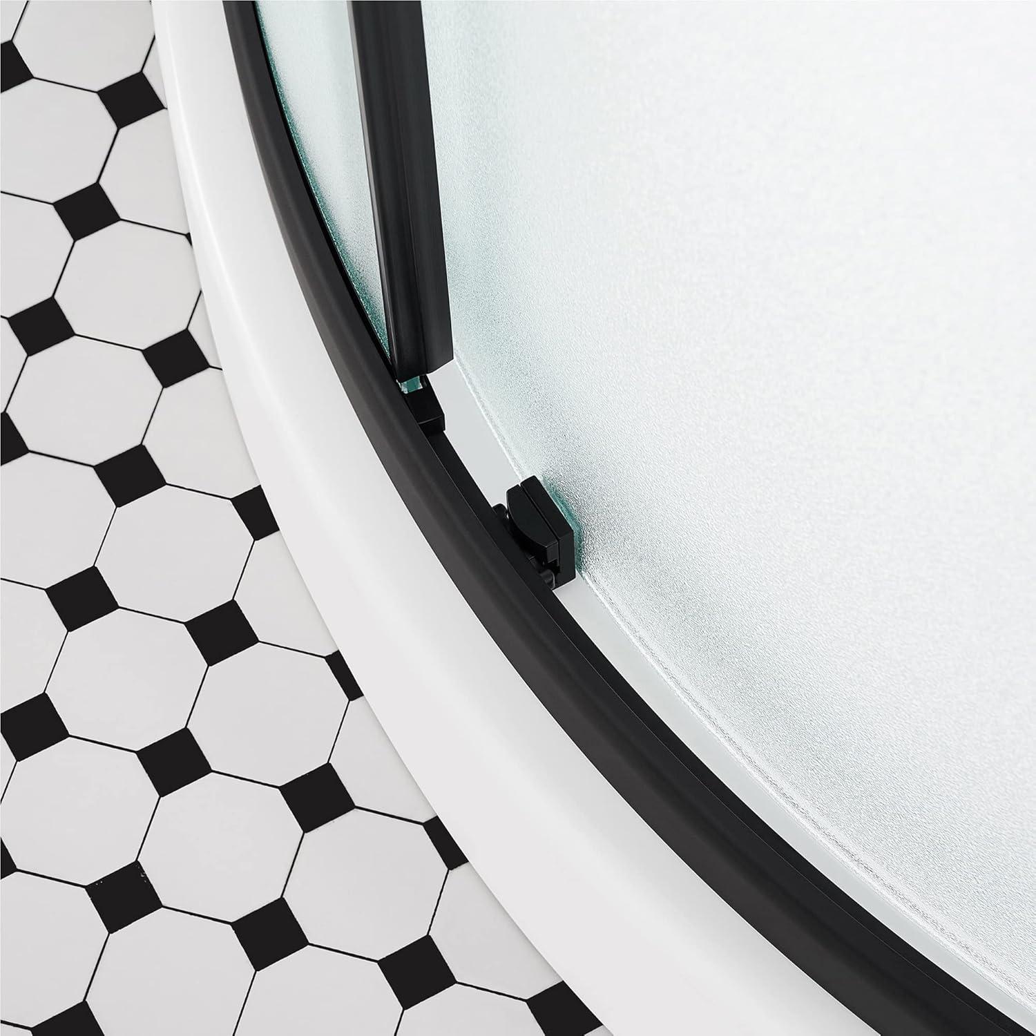 OVE Decors Breeze 33 in. Framed Round Shower Kit w/ Frosted Glass, Base, Wall