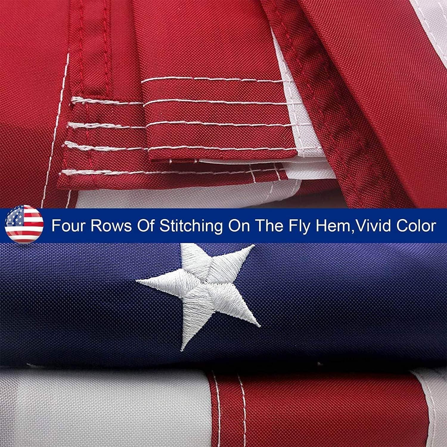 Heavy Duty 3x5 FT American Flag with Embroidered Stars