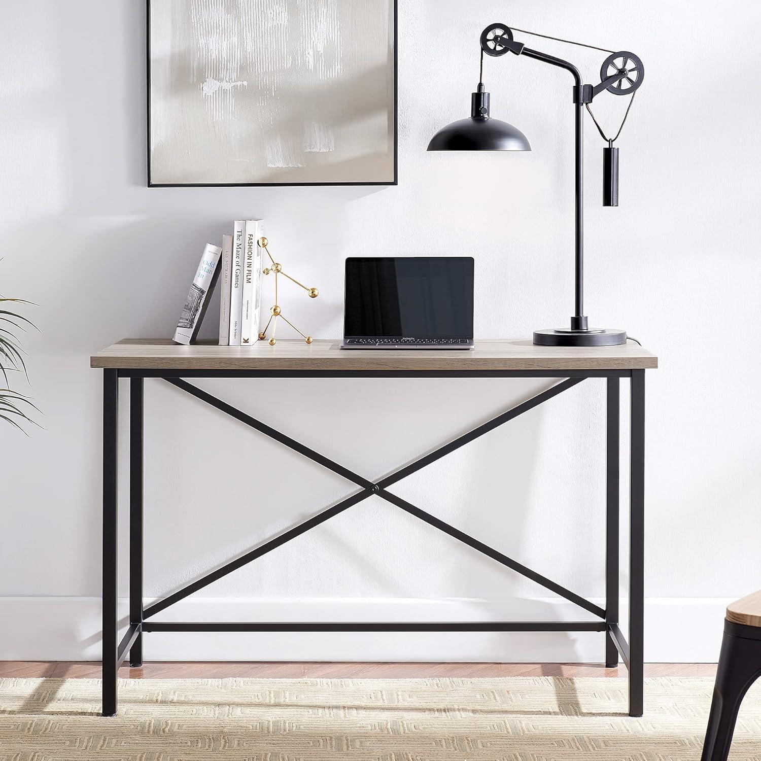 Martina 47" Black and Gray Oak Wood Desk