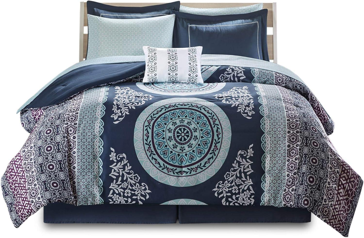 Loretta Bohemian Medallion Reversible Comforter Set with Bed Sheets