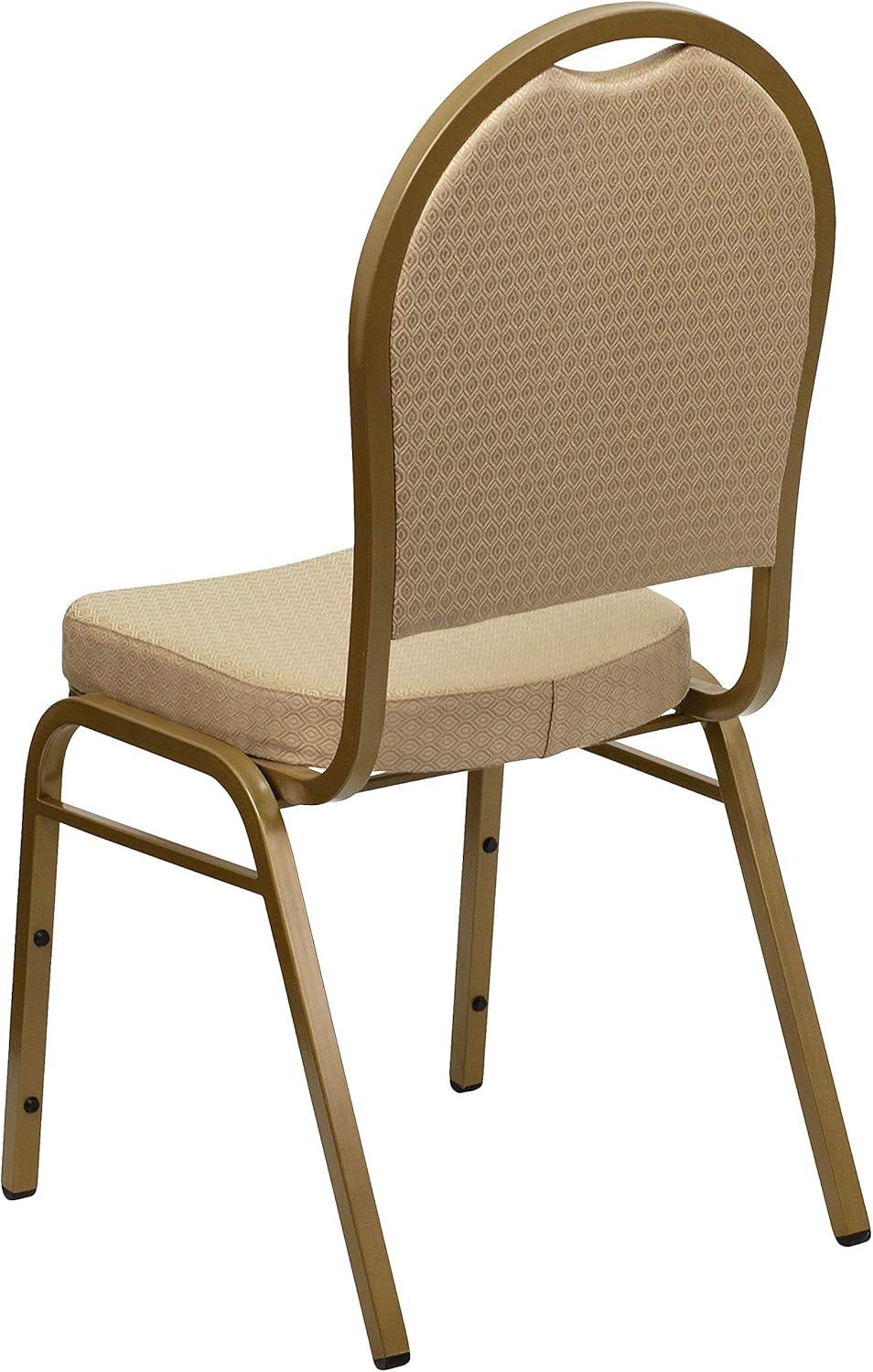 Beige Patterned Fabric Dome Back Stacking Banquet Chair
