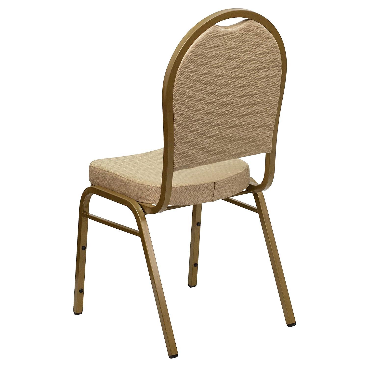 Beige Patterned Fabric Dome Back Stacking Banquet Chair
