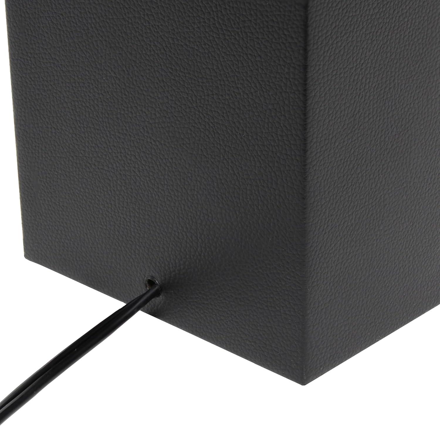 Elegant Designs 21" Modern Leather Wrapped Table Lamp with USB Port and Feit LED (Includes LED Light Bulb) Black