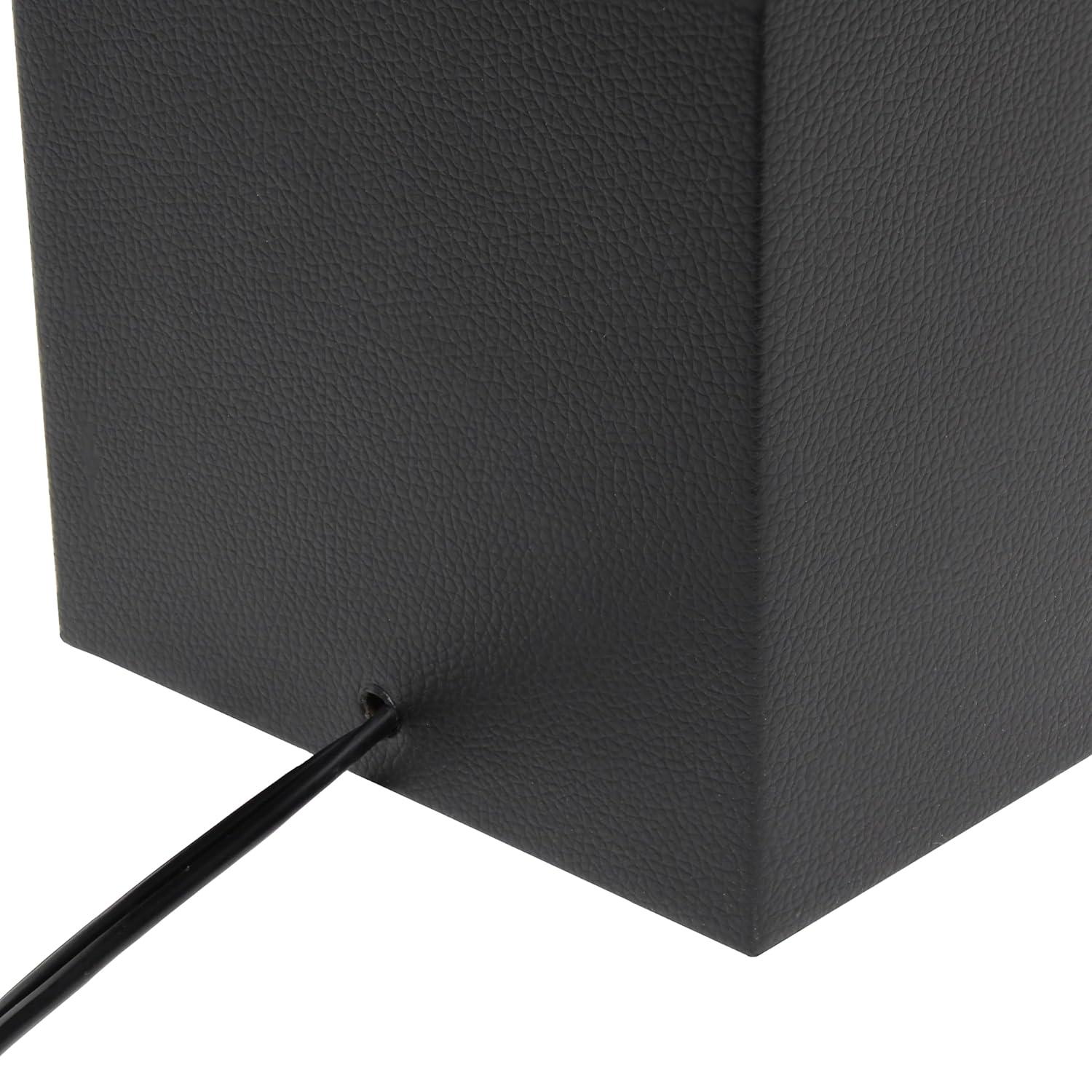 Elegant Designs 21" Modern Leather Wrapped Table Lamp with USB Port and Feit LED (Includes LED Light Bulb) Black