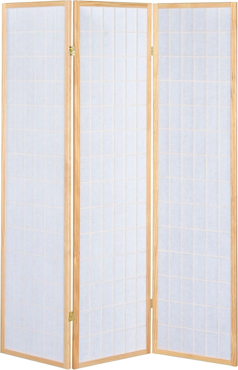 Gold and White 3-Panel Shoji Folding Room Divider