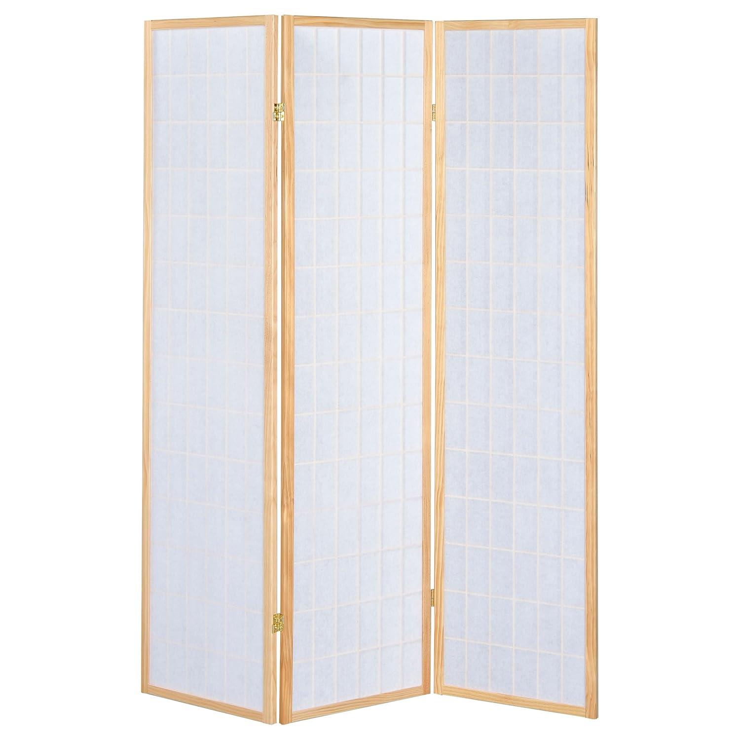 Gold and White 3-Panel Shoji Folding Room Divider