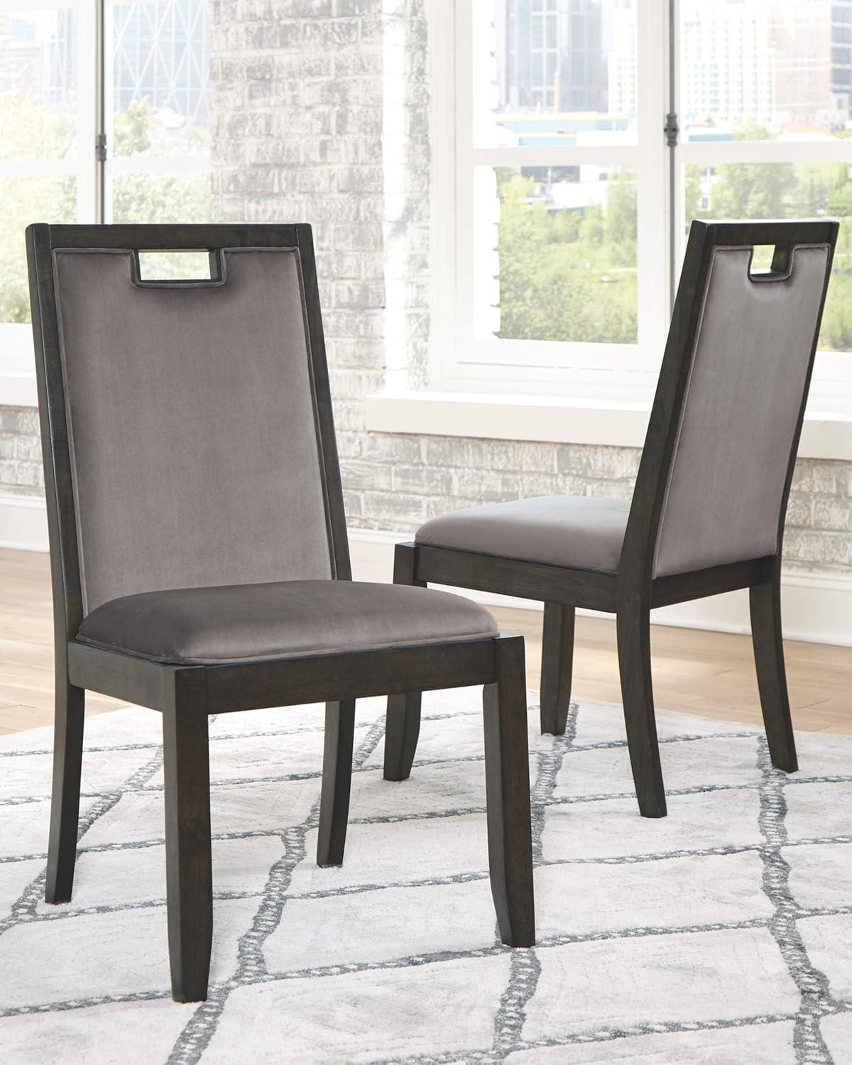 Gray Velvet Upholstered Parsons Side Chair with Wood Frame